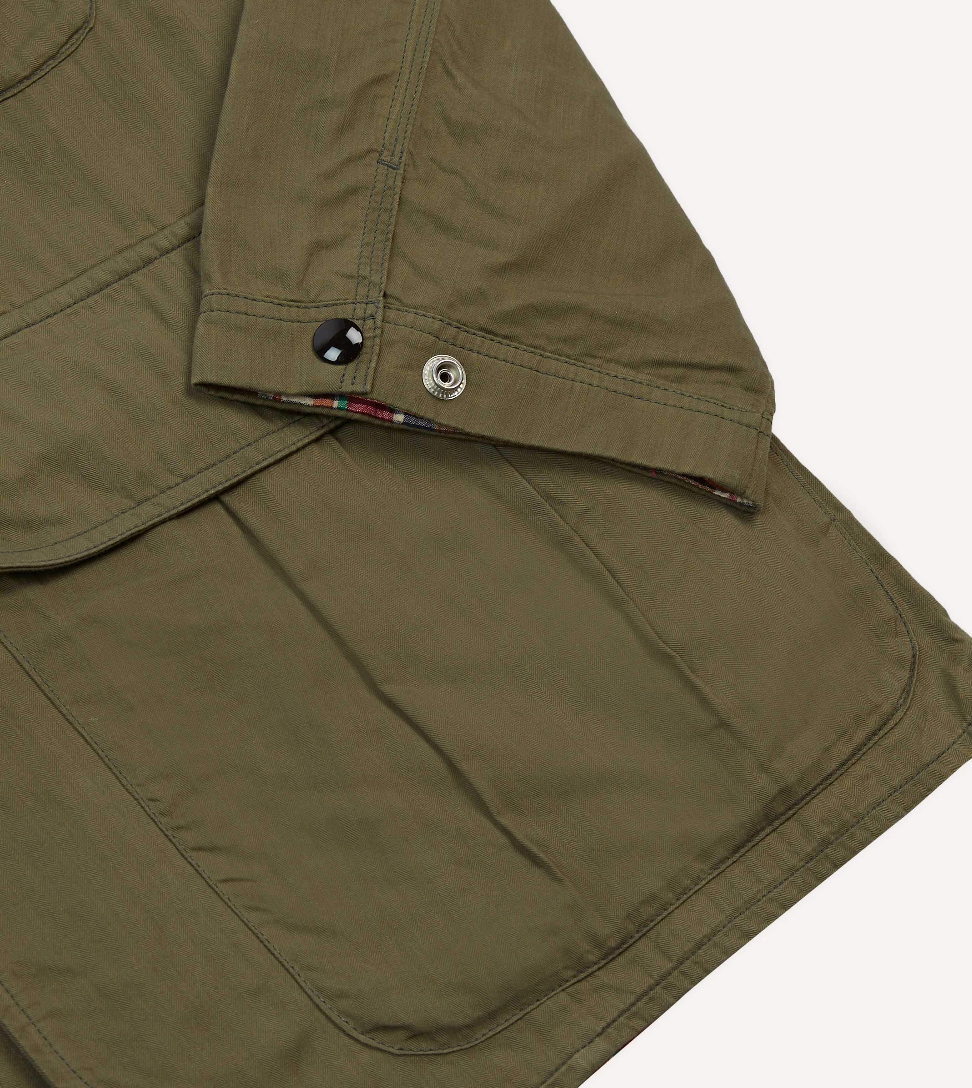Olive Green Waxed Cotton Canvas Chasseur Jacket - Image 5