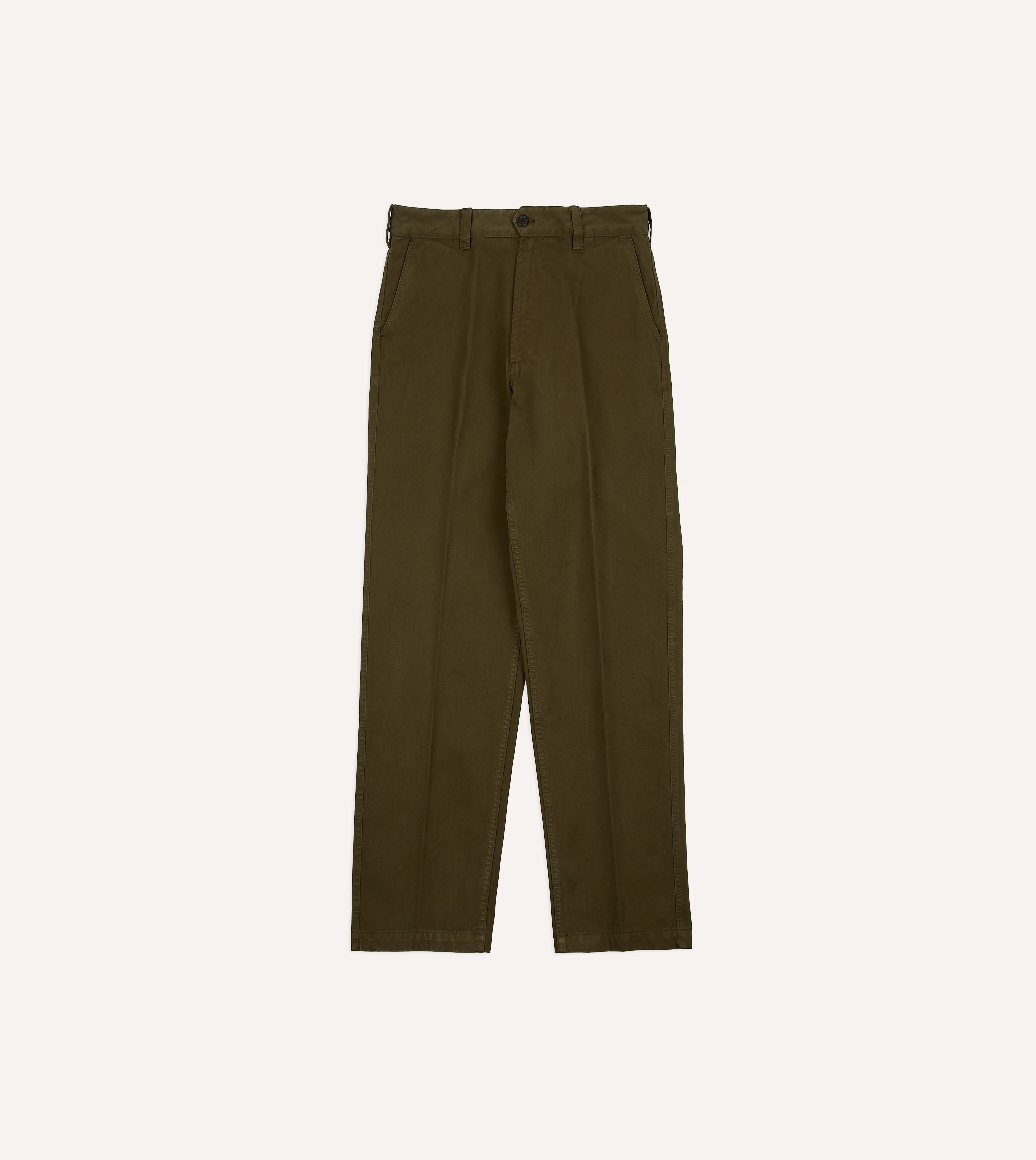 Olive Heavy Cotton Flat Front Chino - Image 3