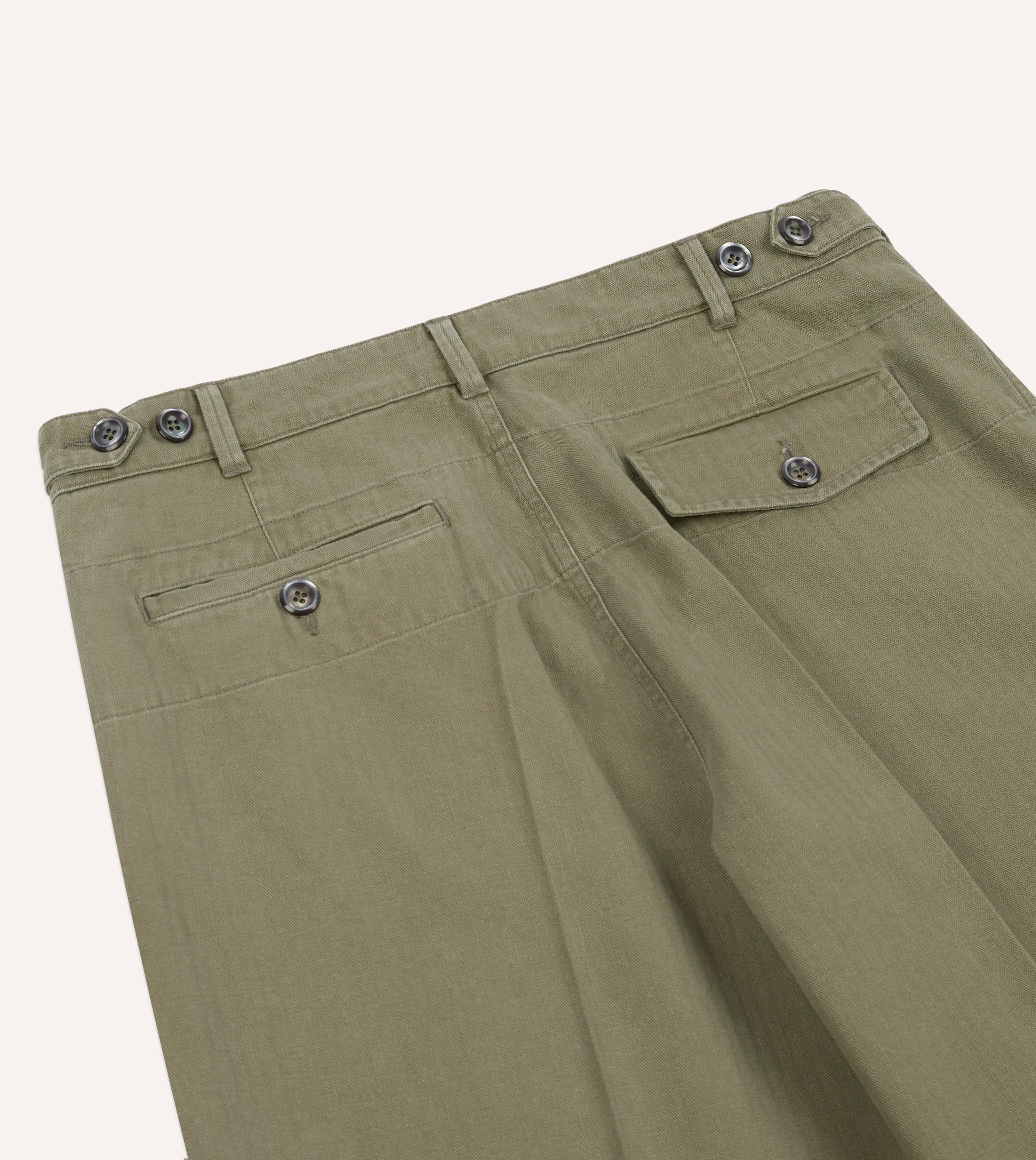 Olive Herringbone Twill Cotton Games Trouser - Image 5
