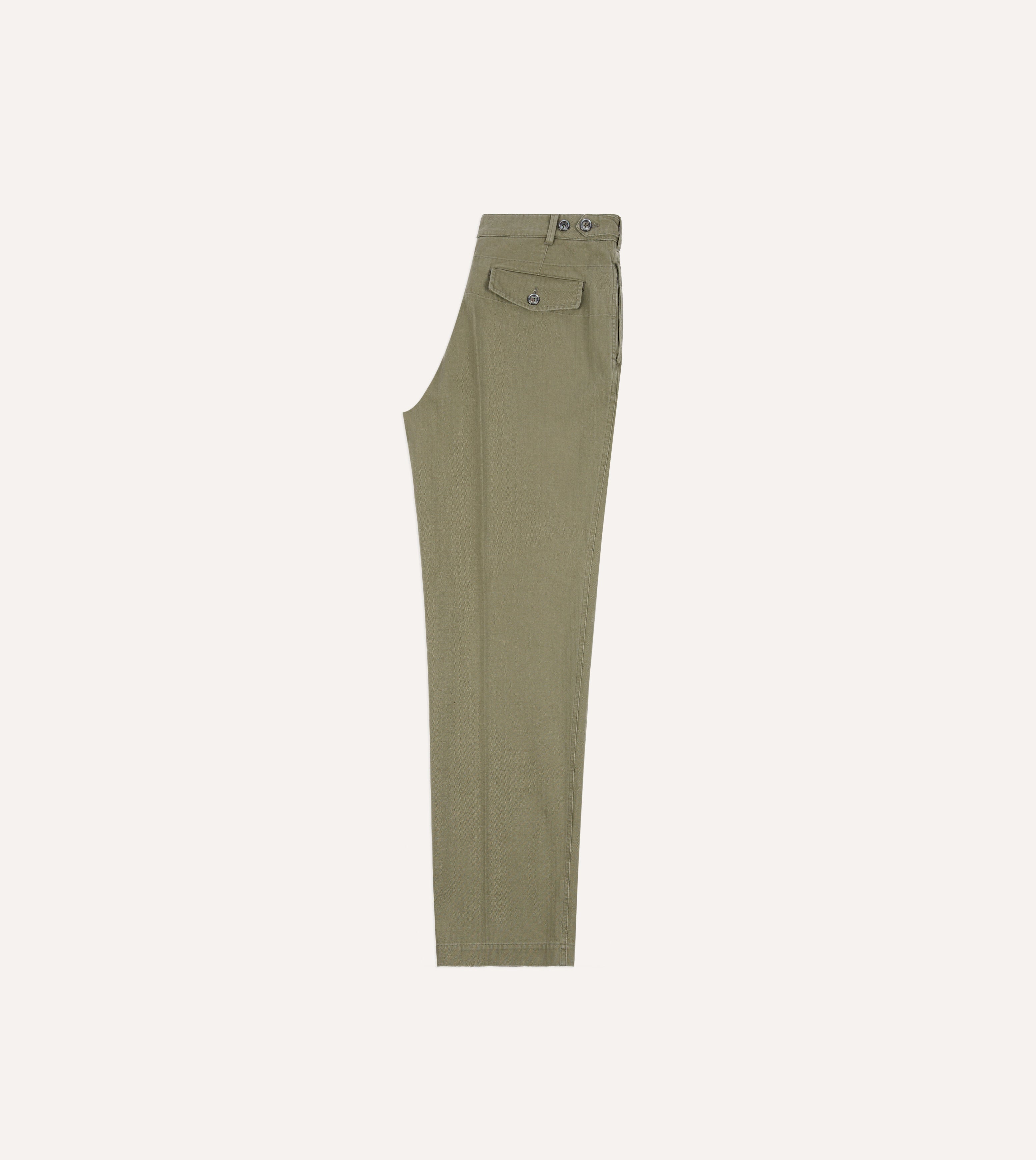 Olive Herringbone Twill Cotton Games Trouser - Image 6