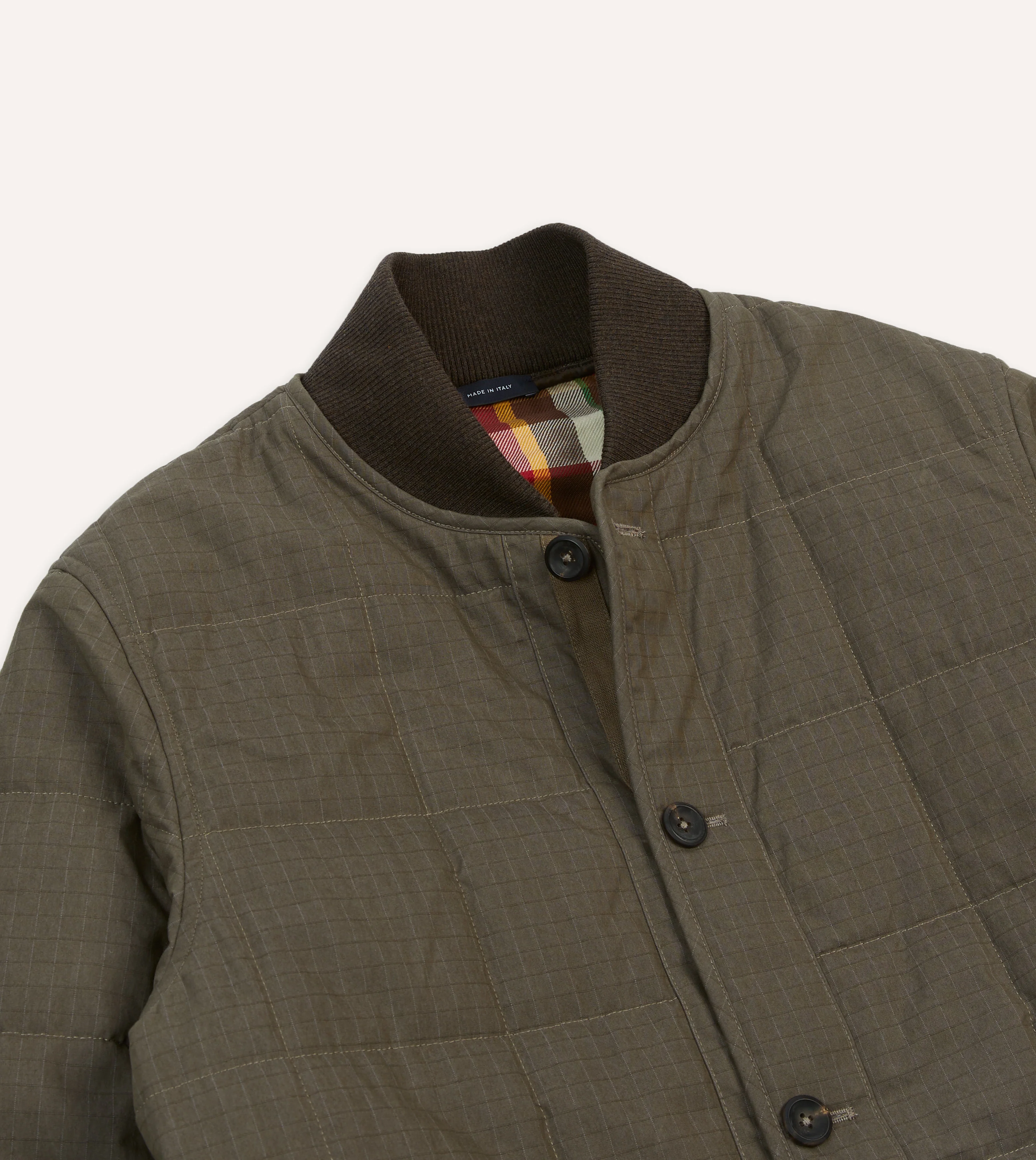 Olive Ripstop Quilted Chore Jacket - Image 3