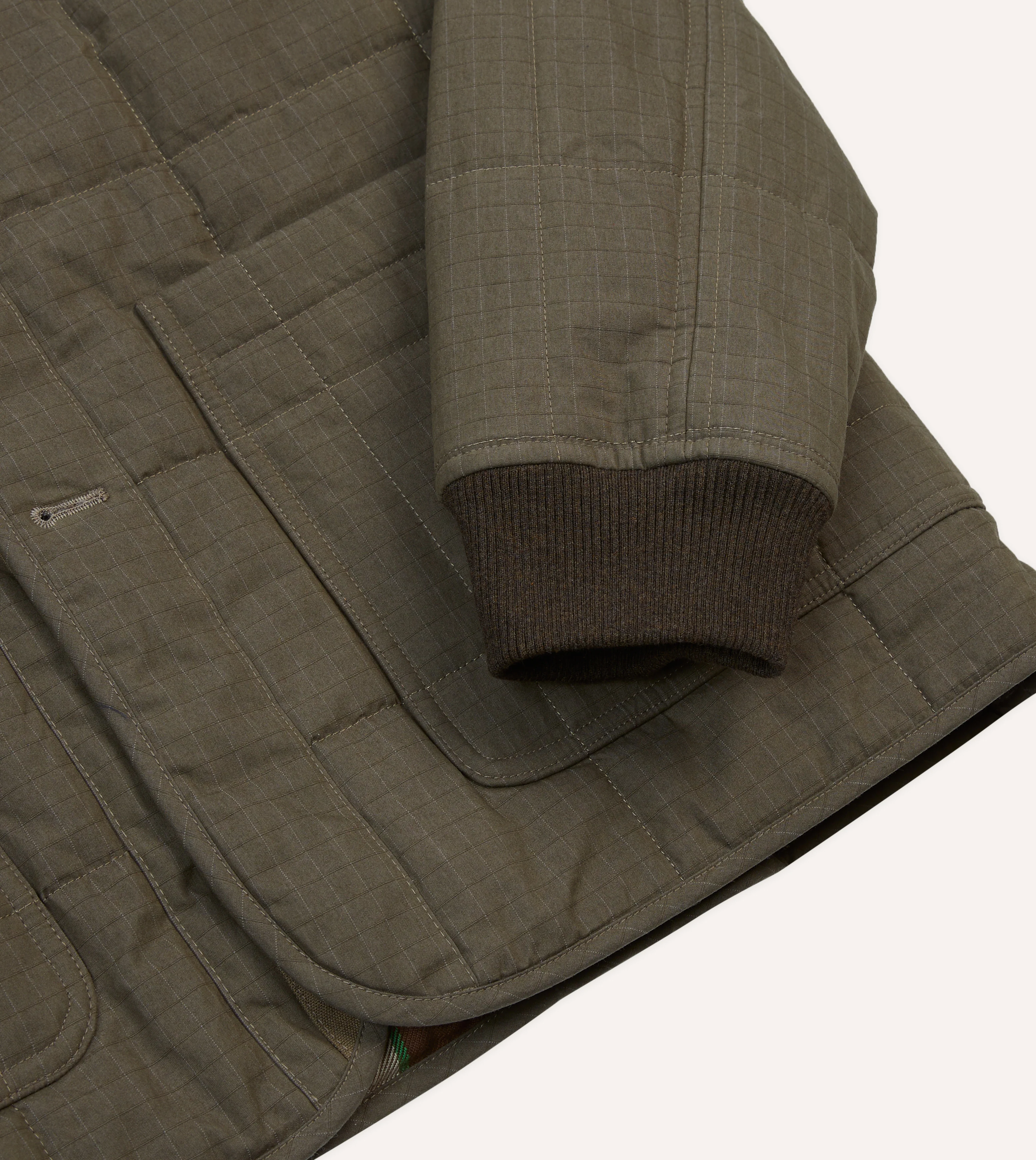 Olive Ripstop Quilted Chore Jacket - Image 5
