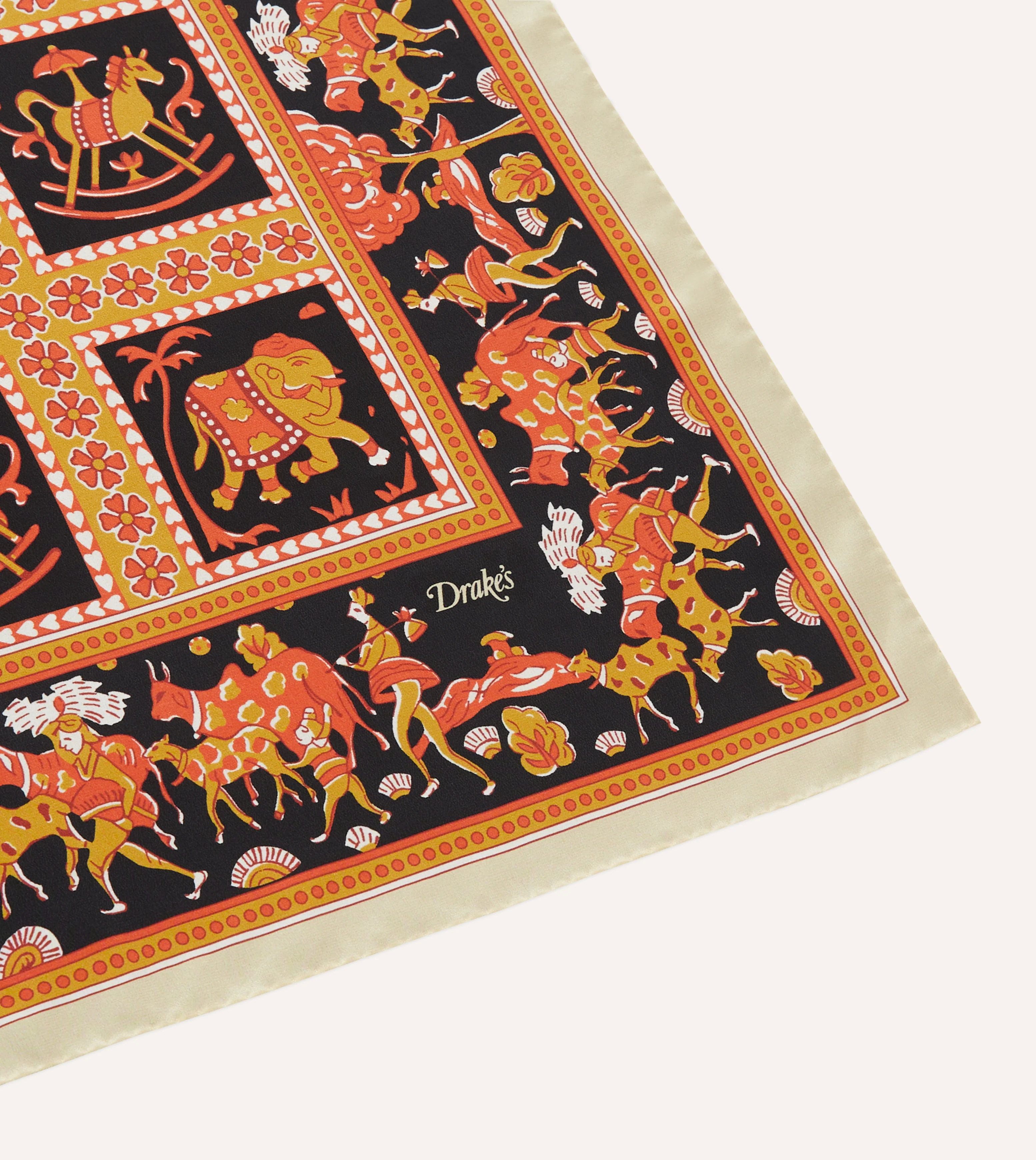 Orange Elephant Print Silk Bandana - Image 3