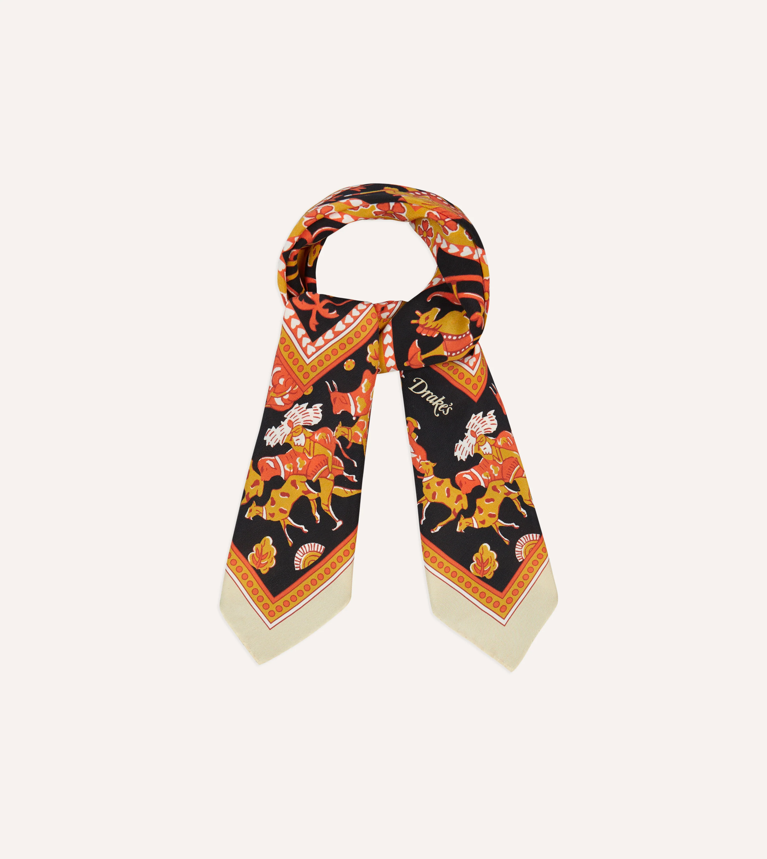 Orange Elephant Print Silk Bandana - Image 5