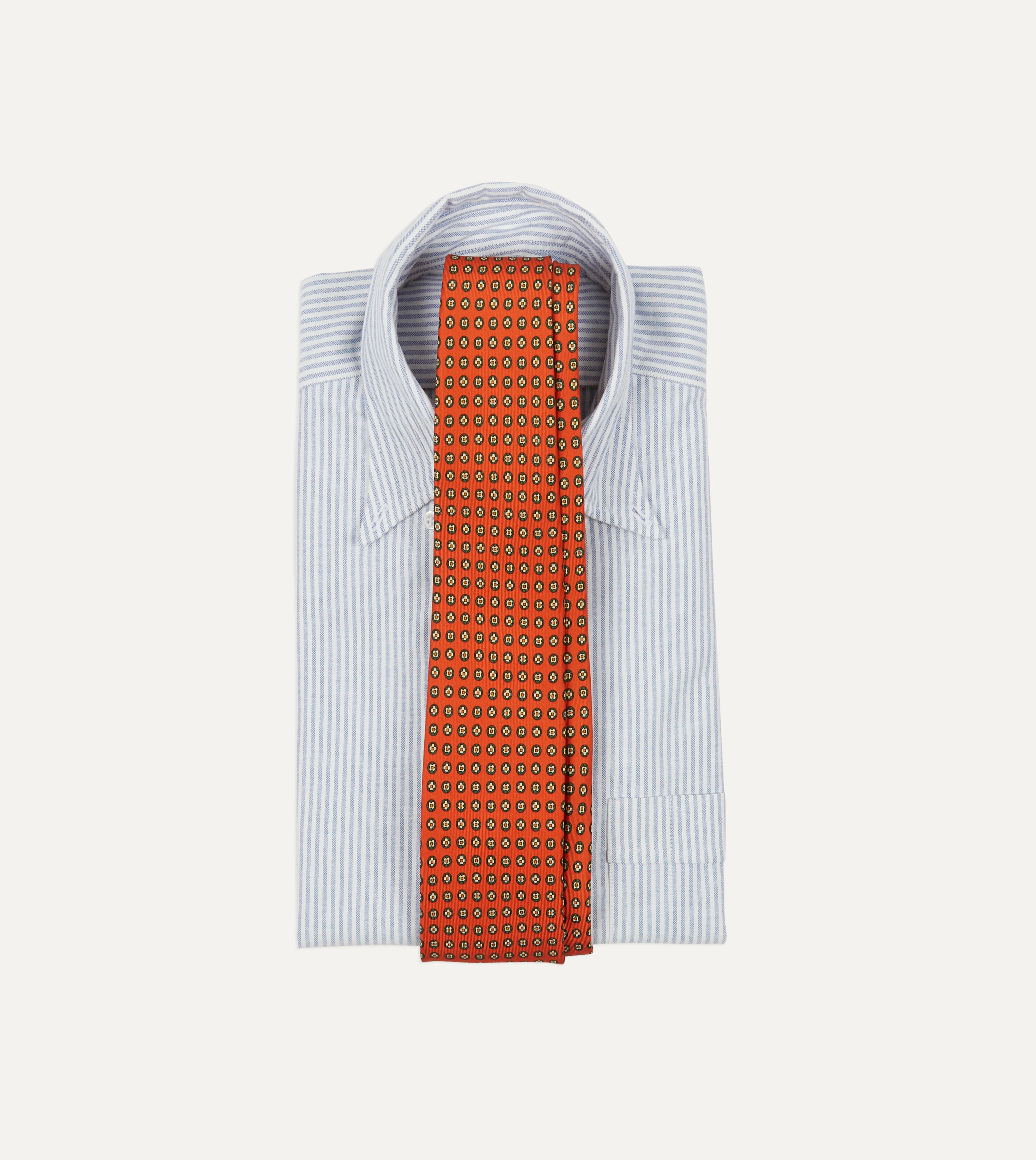 Orange Micro Geometric Print Silk Self Tipped Tie - Image 2