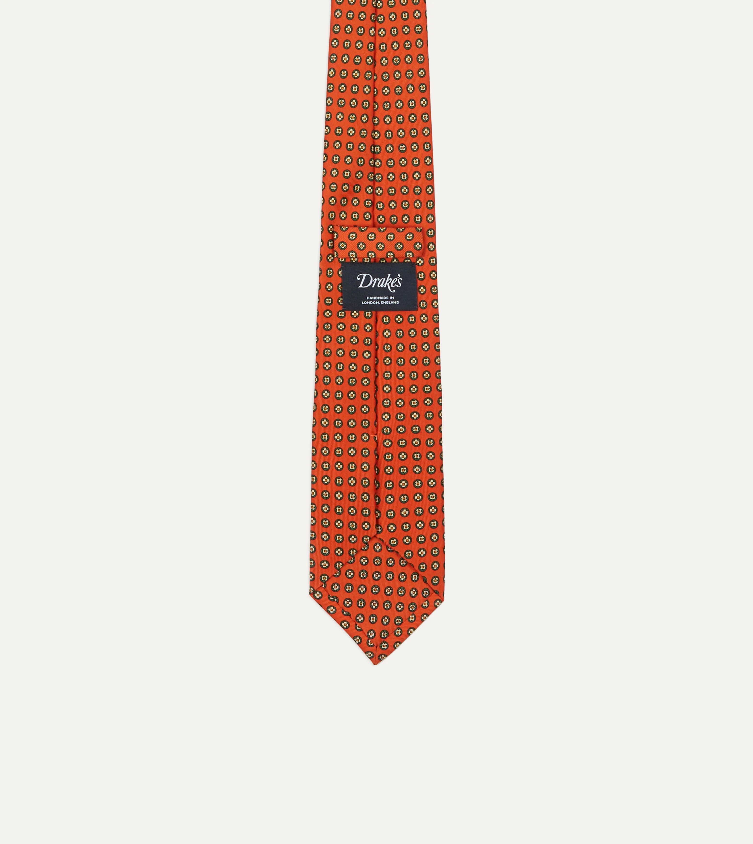 Orange Micro Geometric Print Silk Self Tipped Tie - Image 3