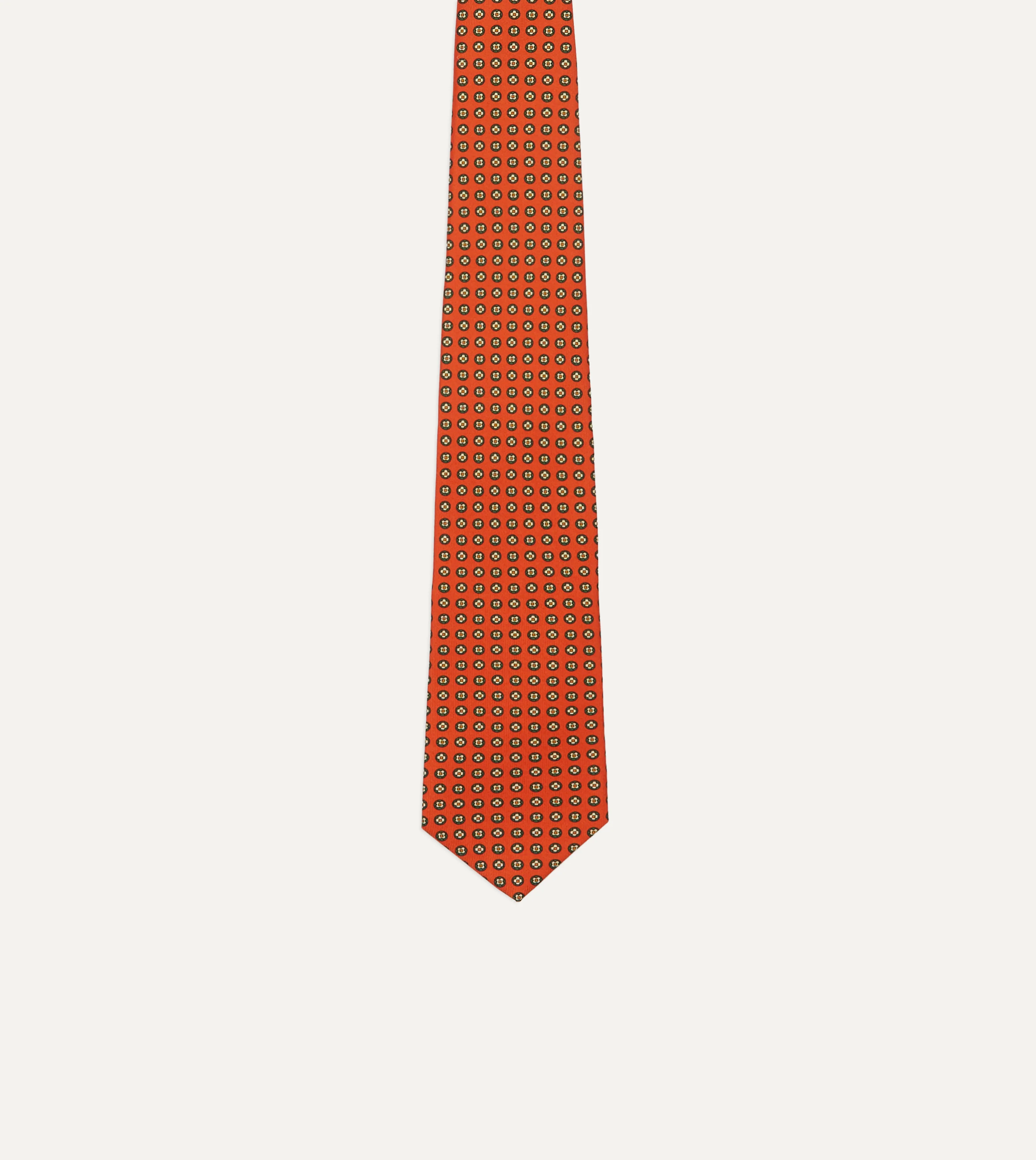 Orange Micro Geometric Print Silk Self Tipped Tie - Image 4