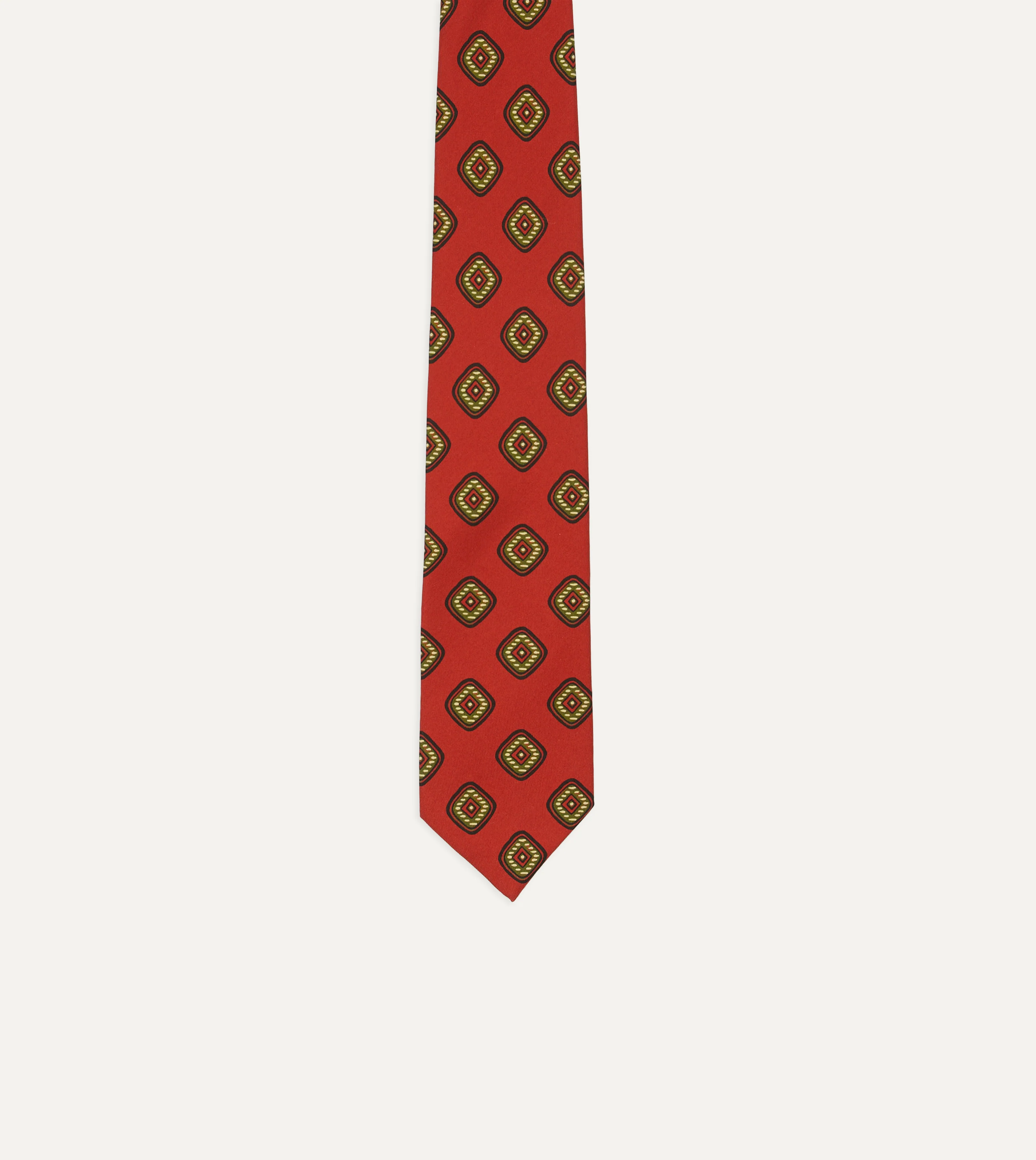 Orange Tile Print 36oz Madder Silk Self Tipped Tie - Image 4