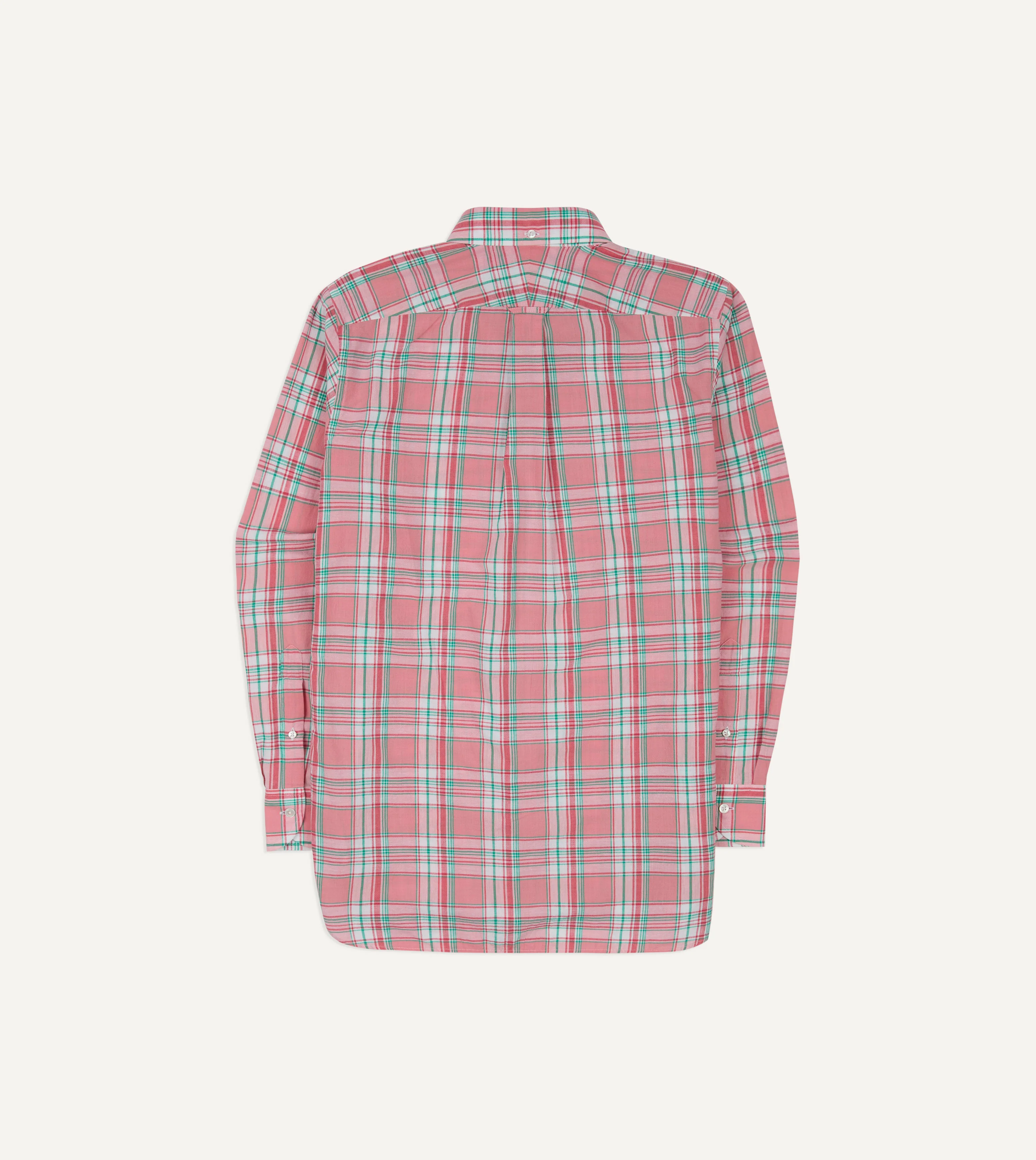 Pink and Green Madras Check Cotton Button-Down Shirt - Image 7