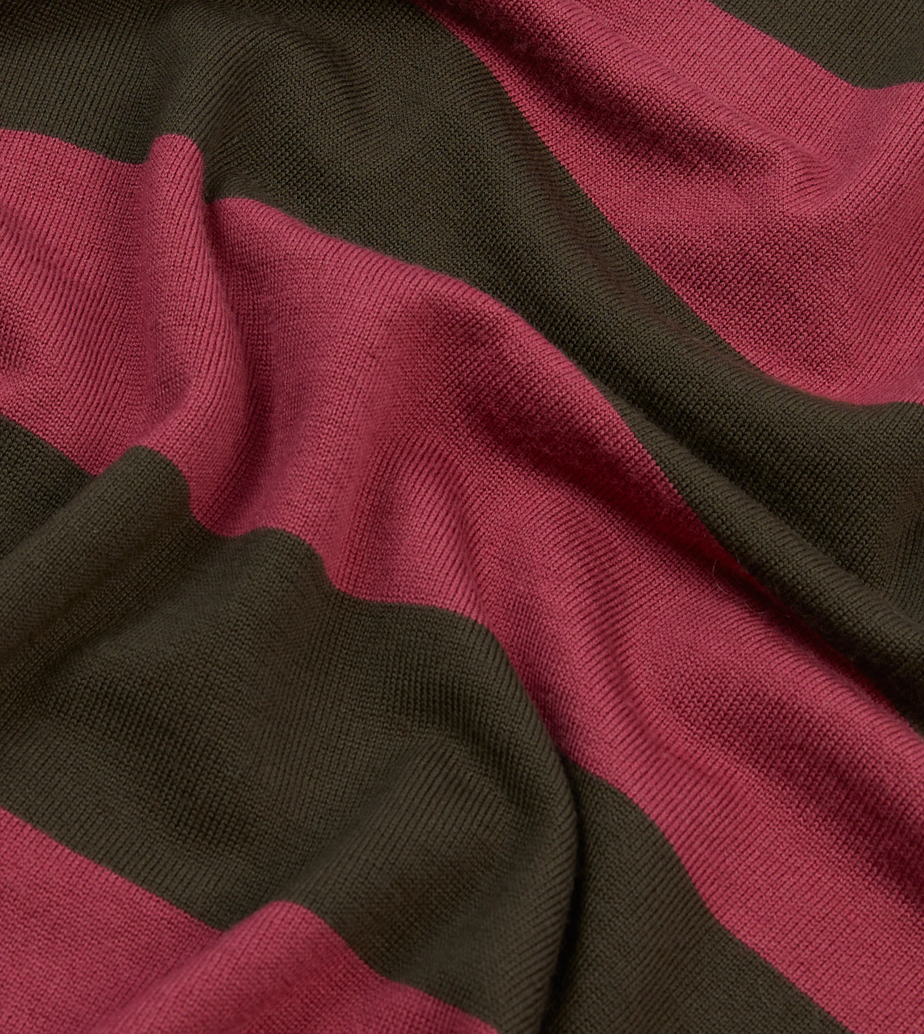 Pink and Olive Block Stripe Knitted Rugby Shirt - Image 2