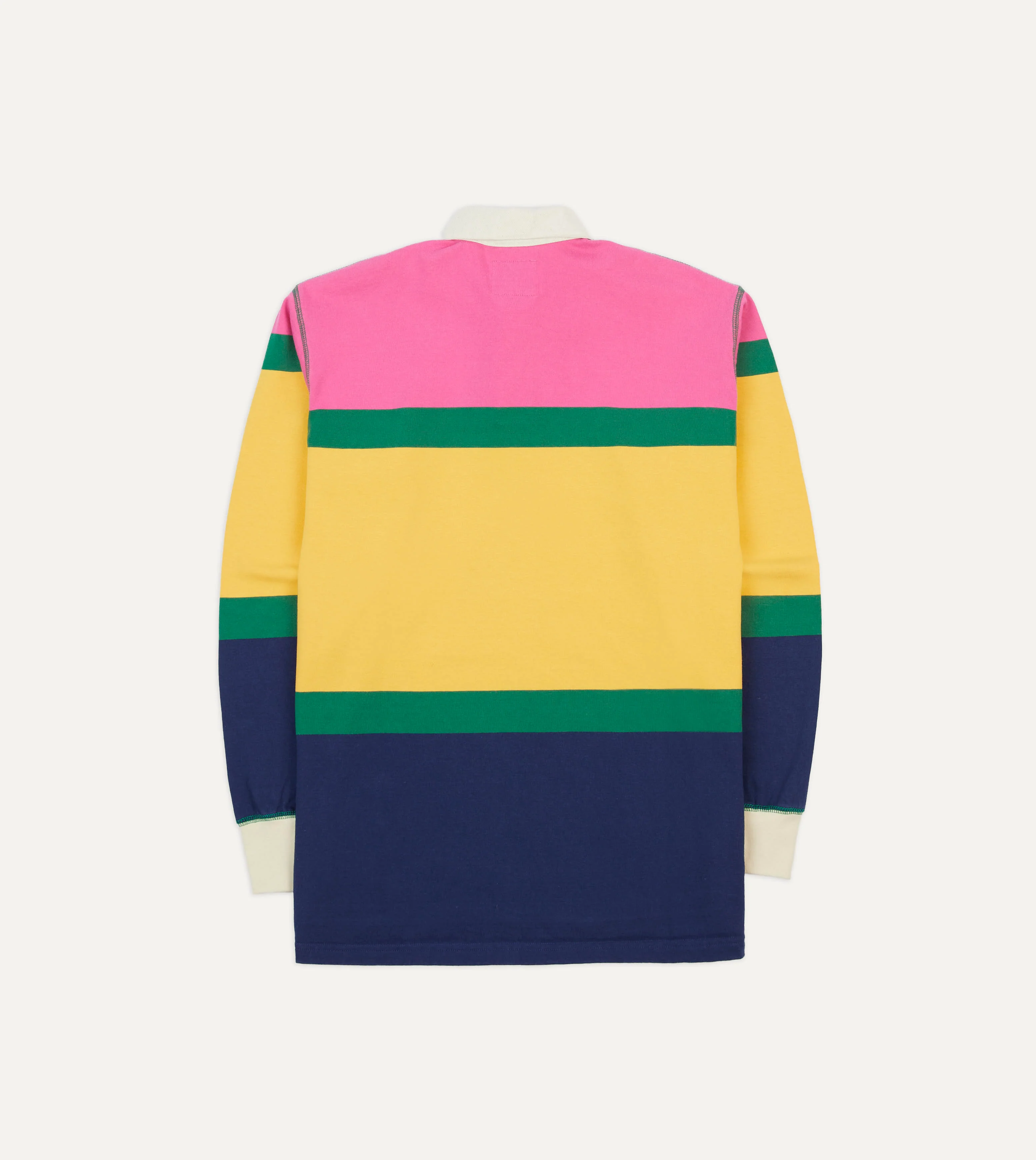 Pink, Green, Yellow and Navy Multi Stripe Cotton Rugby Shirt - Image 6