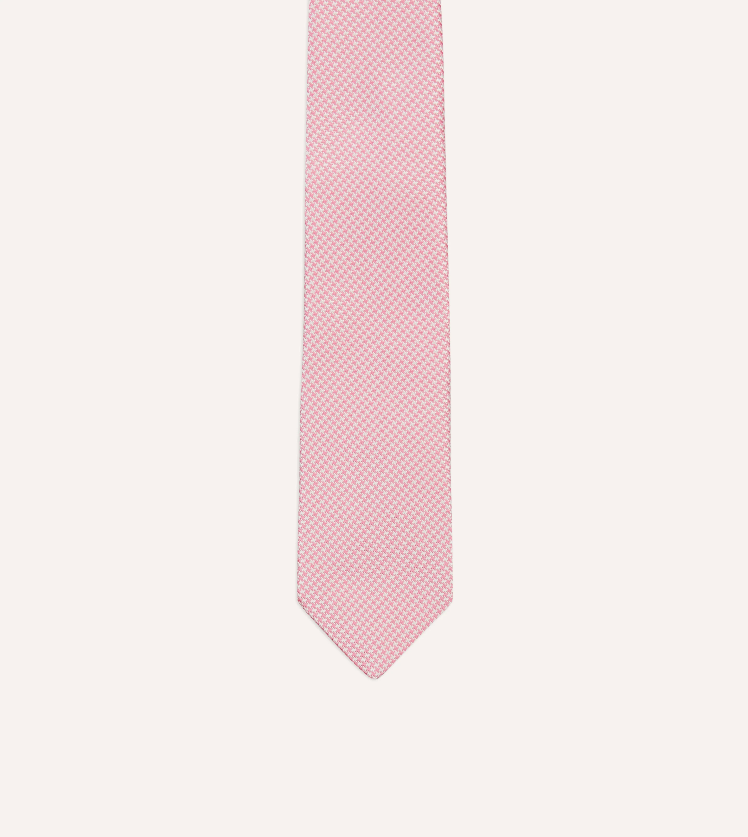 Pink Houndstooth Mogador Silk Tipped Tie - Image 3