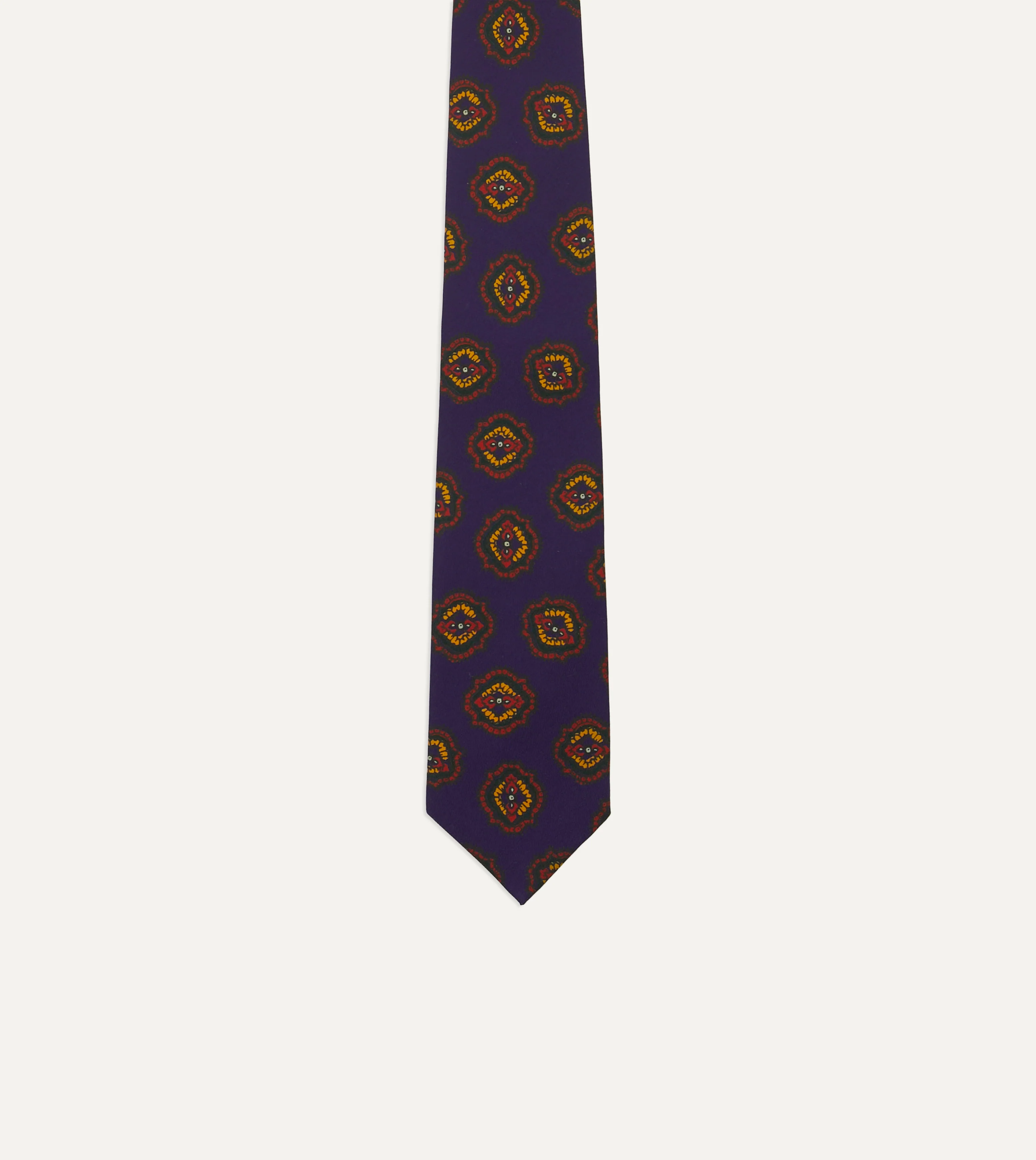 Purple Baroque Paisley 36oz Madder Silk Self Tipped Tie - Image 4