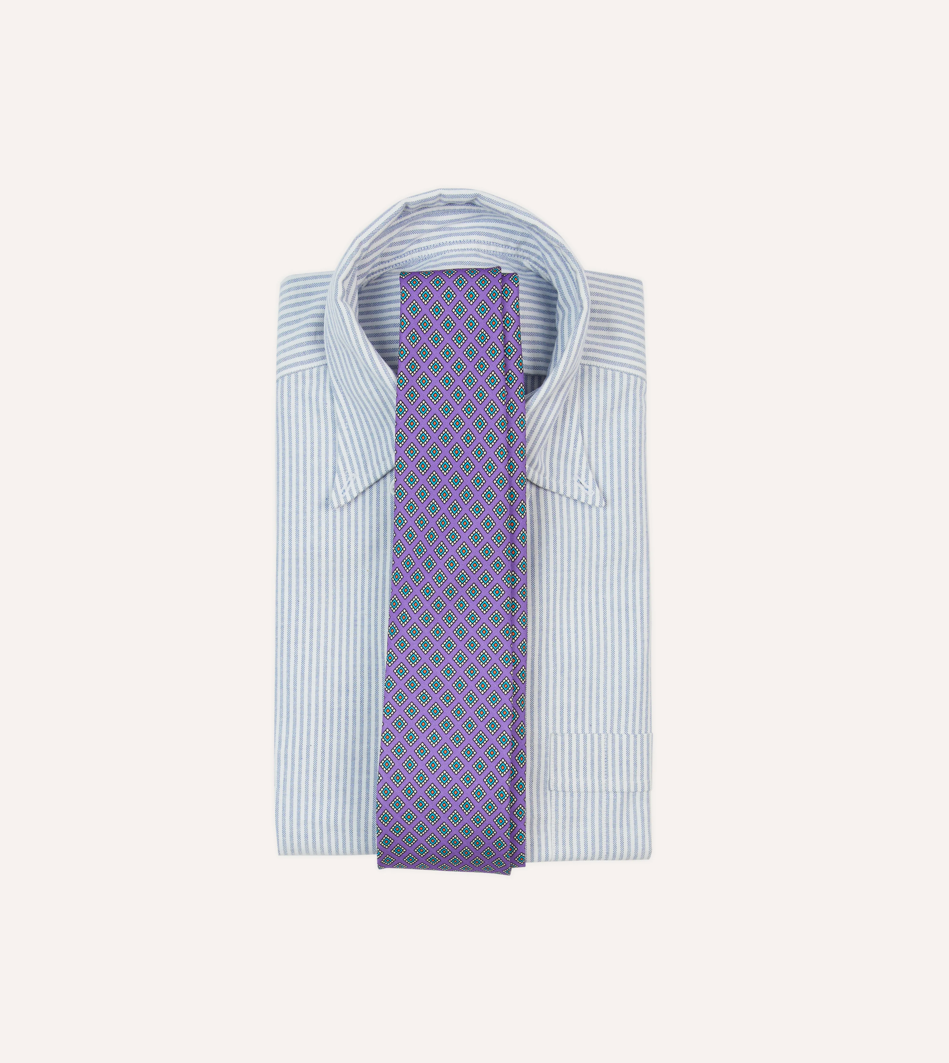 Purple Square Medallion Self-Tipped Silk Tie - Image 2