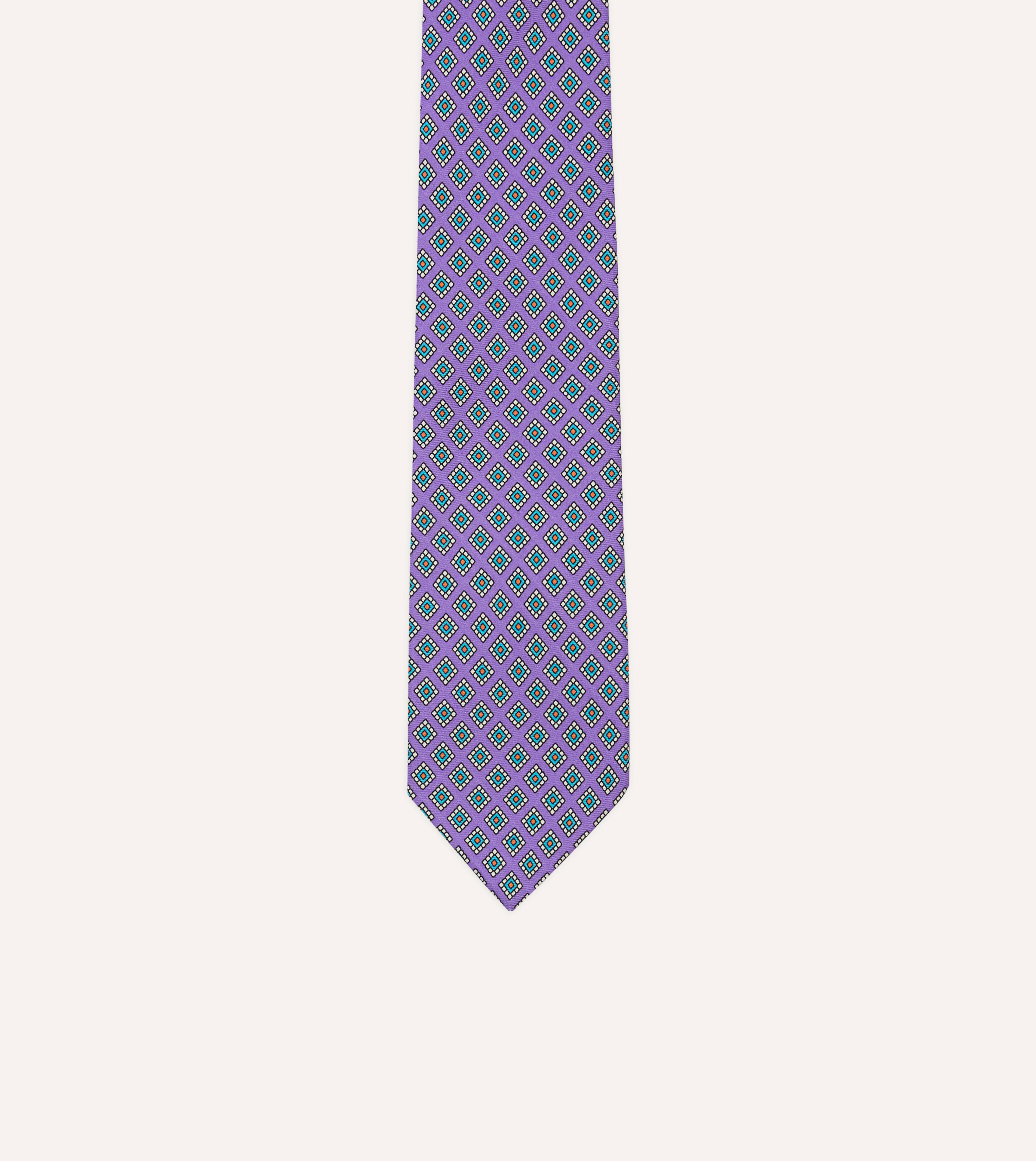 Purple Square Medallion Self-Tipped Silk Tie - Image 3