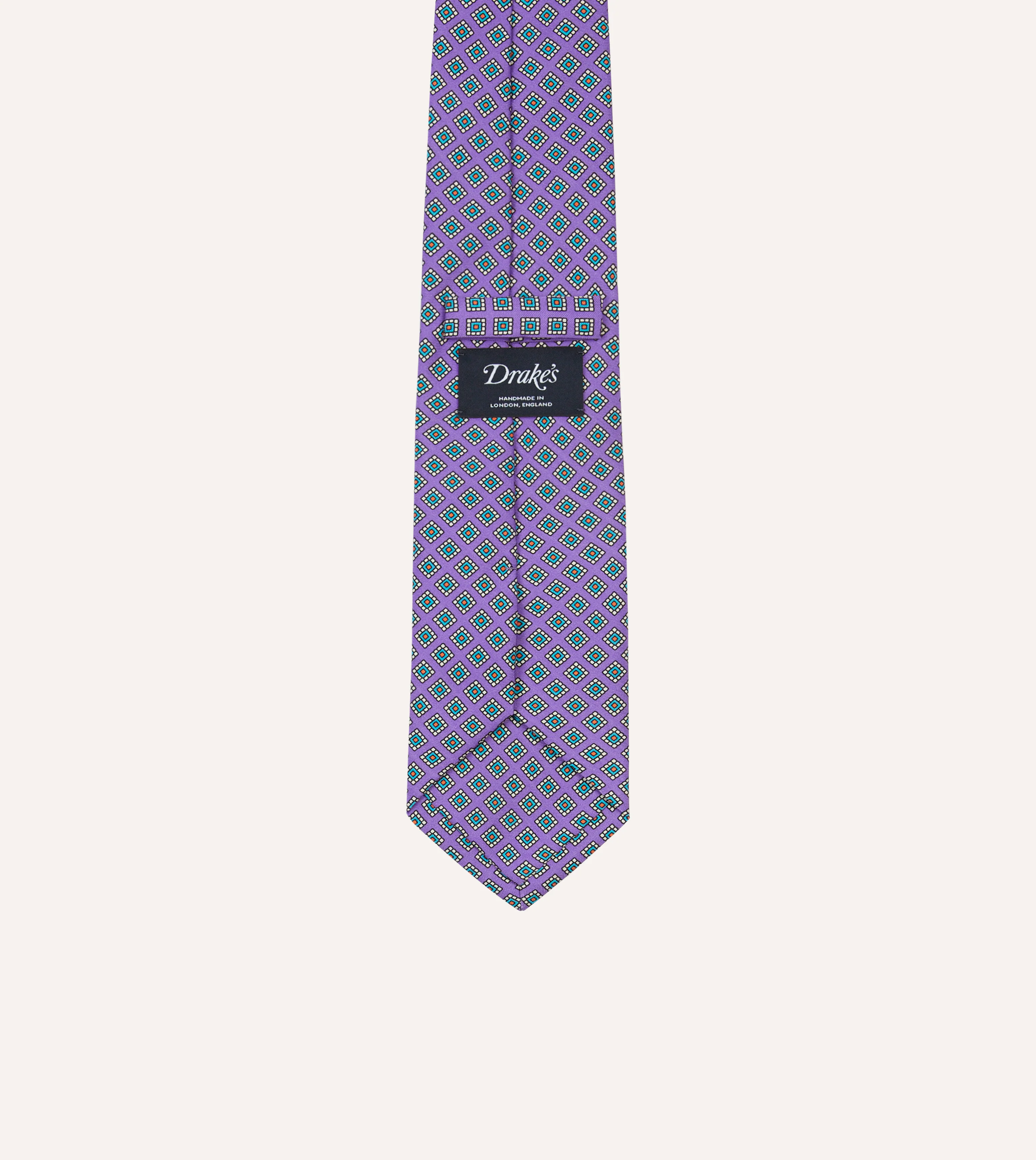 Purple Square Medallion Self-Tipped Silk Tie - Image 4