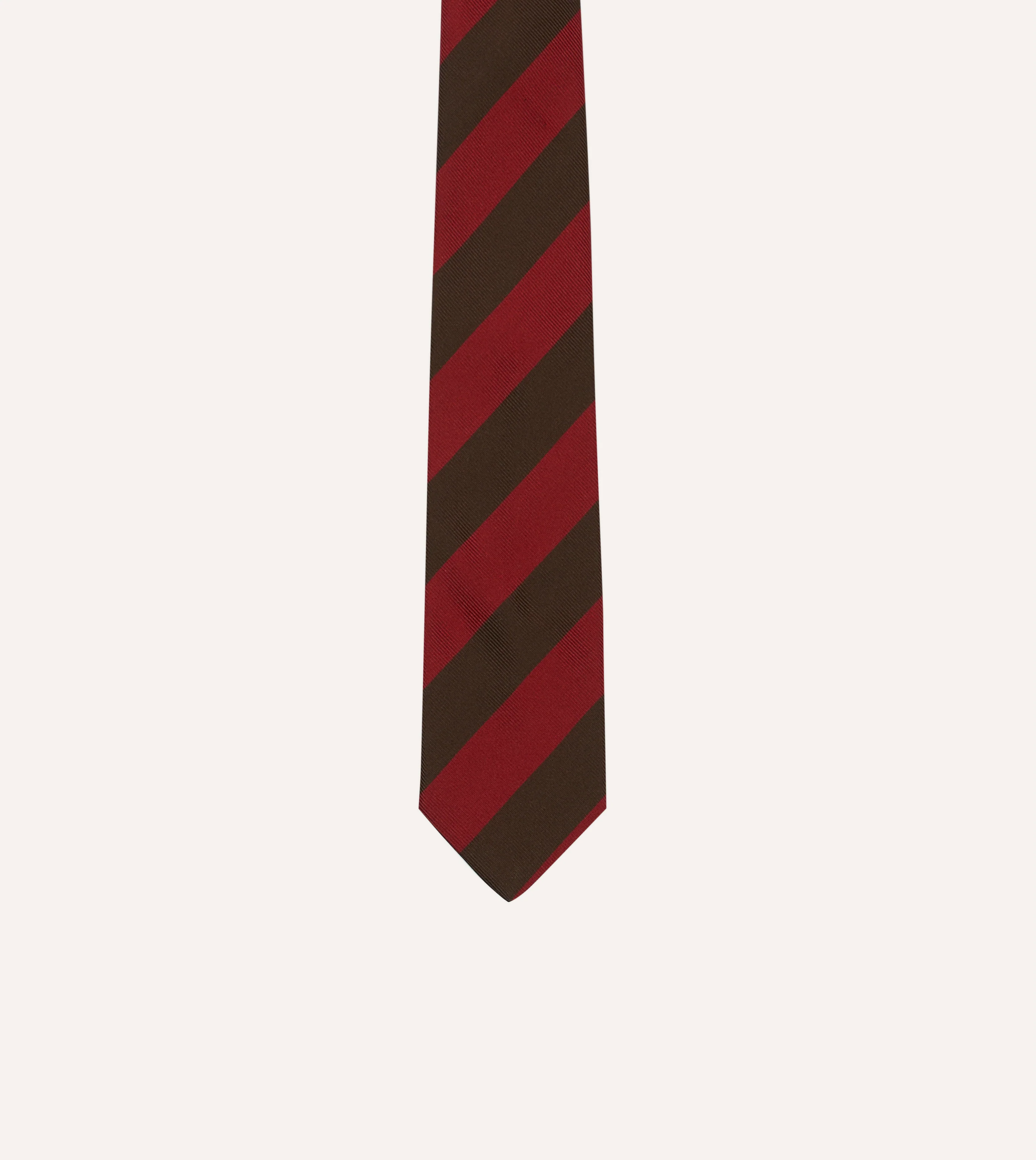 Red and Brown Block Stripe Mogador Silk Tipped Tie - Image 3