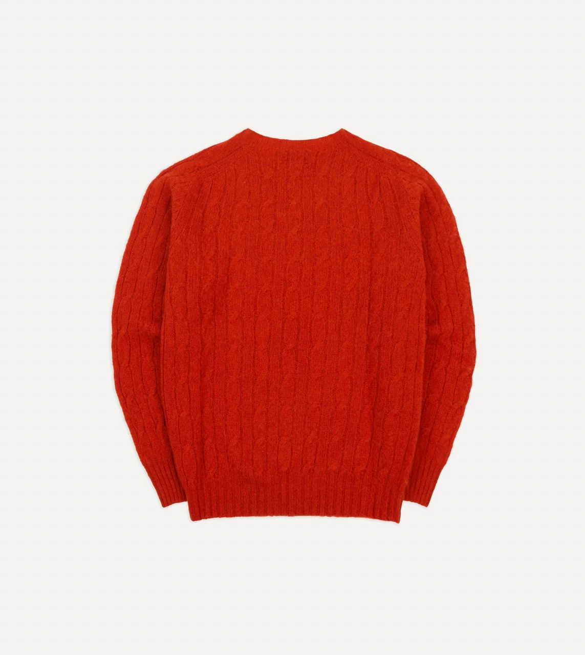 Red Brushed Cable Knit Shetland Crew Neck Jumper - Image 5