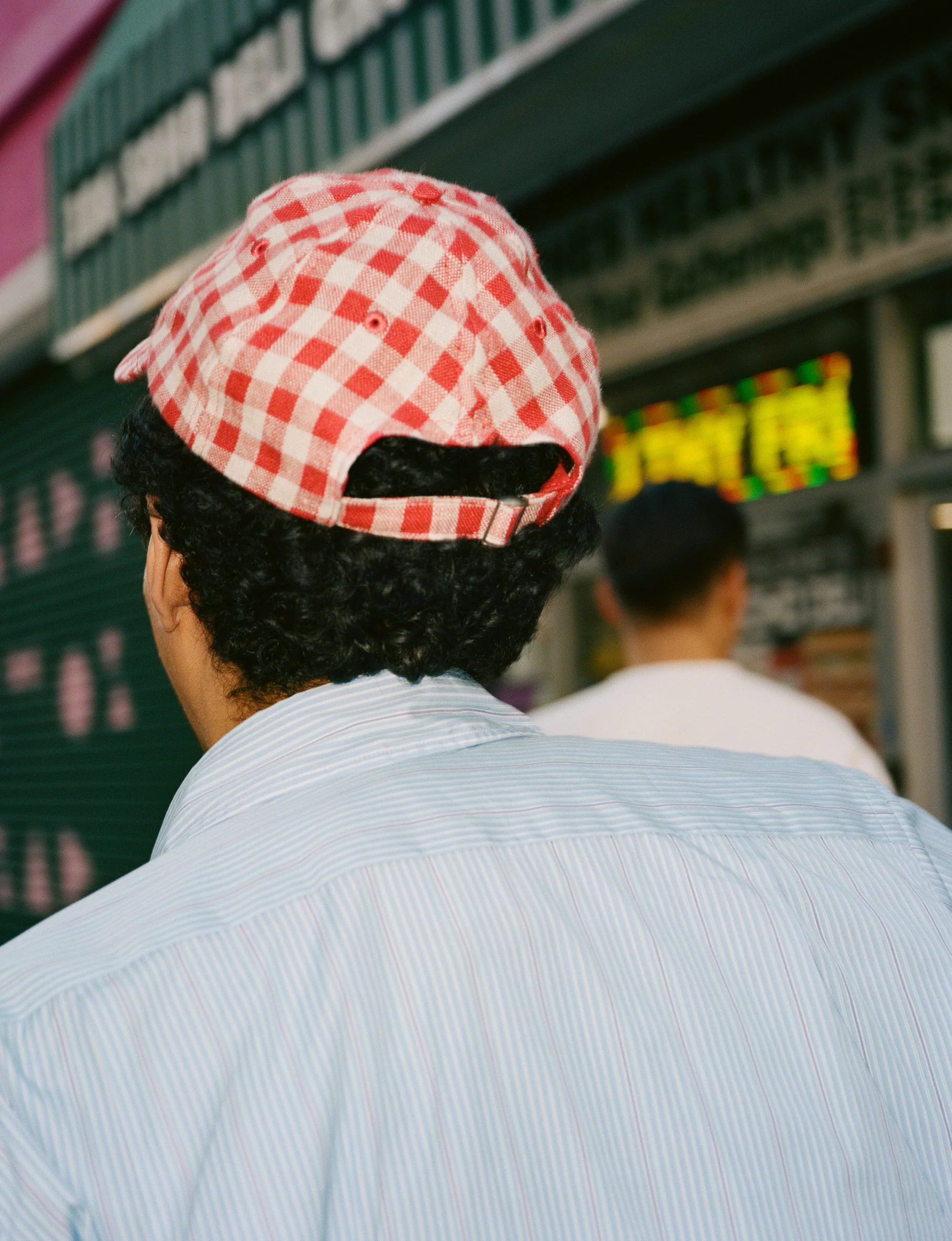 Red Gingham Check Linen Baseball Cap - Image 5