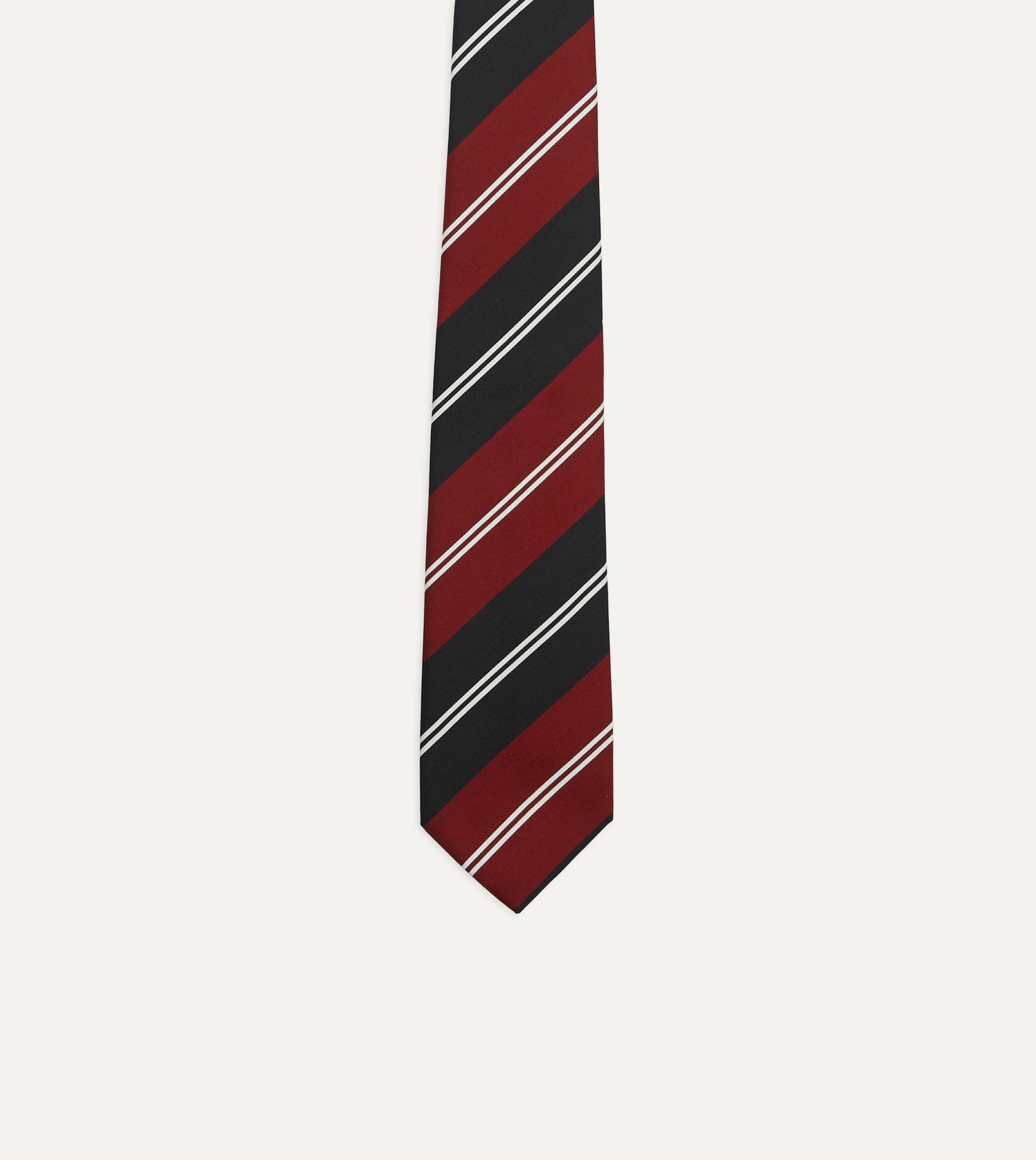 Red, Navy and White Regimental Stripe Mogador Tipped Tie - Image 4