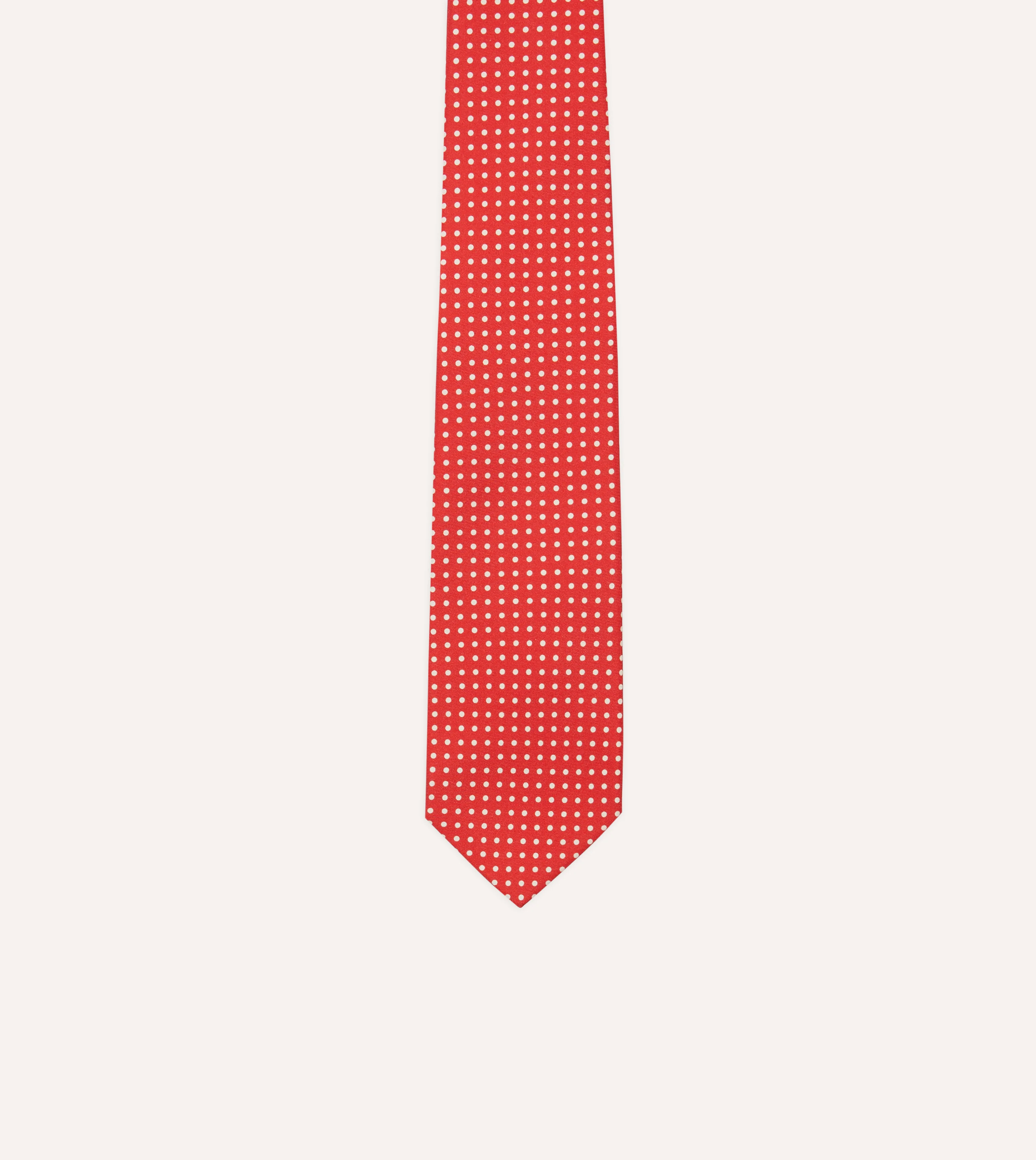 Red Small Spot Silk Self-Tipped Tie - Image 3