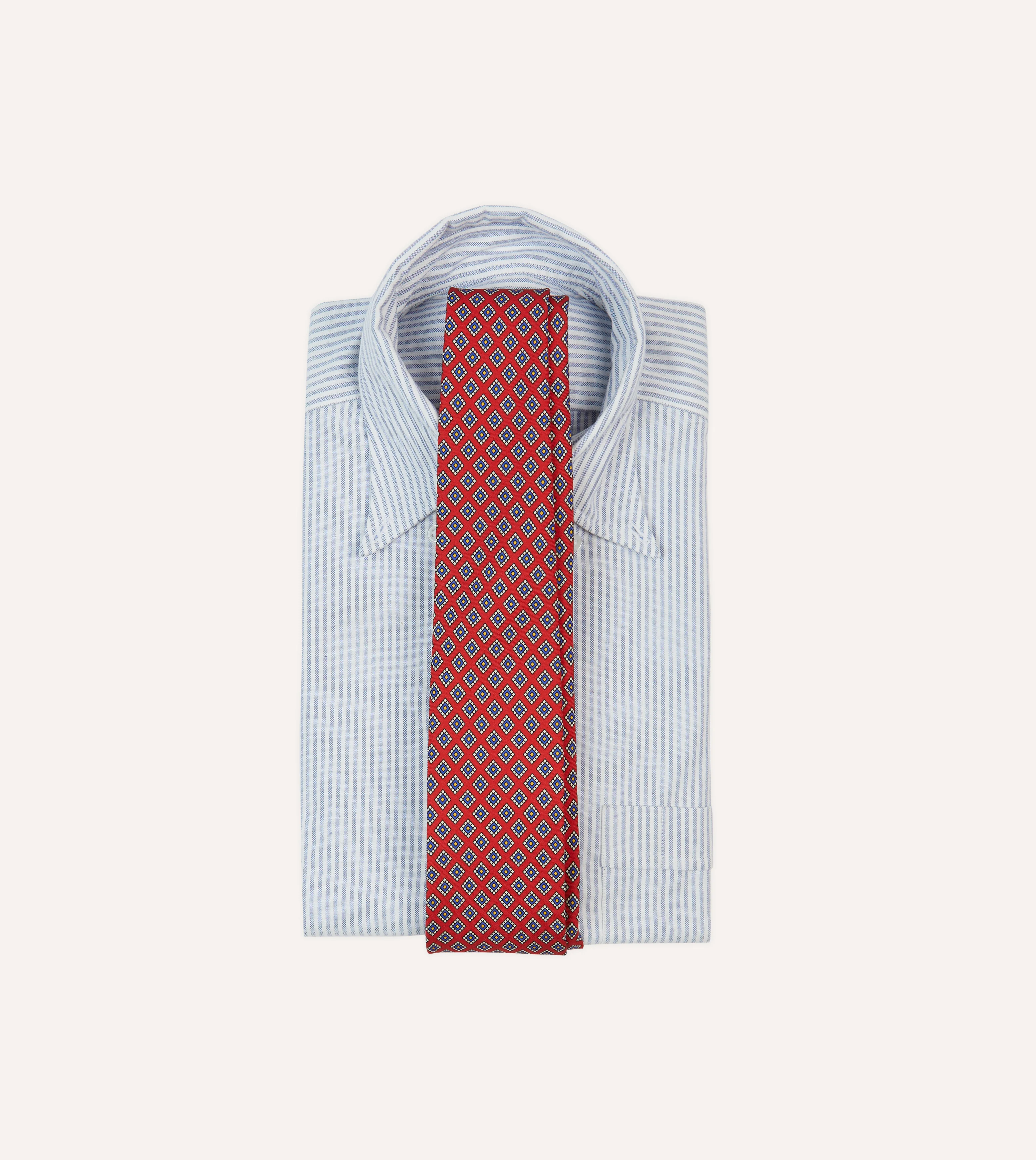 Red Square Medallion Self-Tipped Silk Tie - Image 2