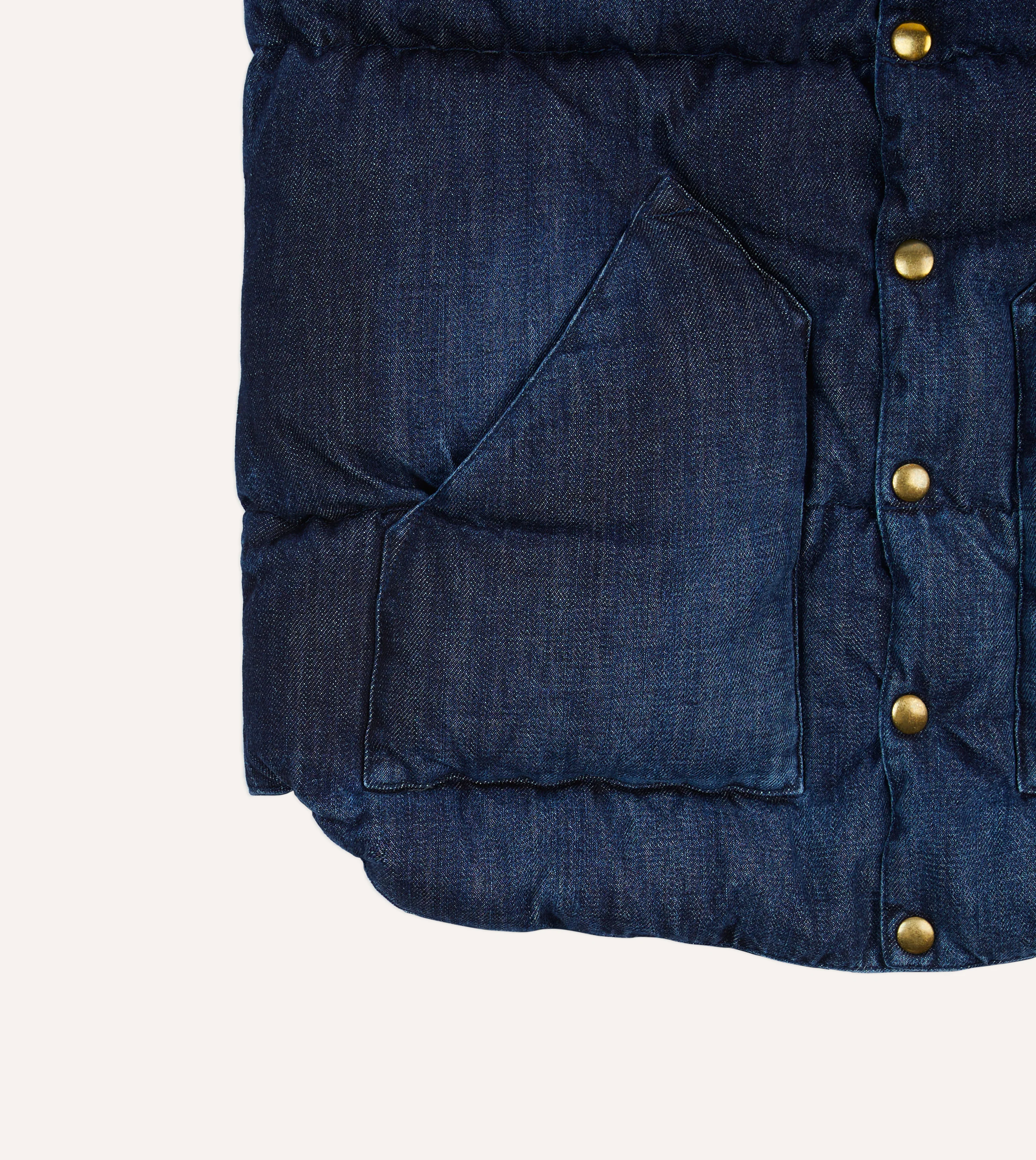 Rocky Mountain Featherbed for Drake's Indigo Denim Christy Down Vest - Image 5