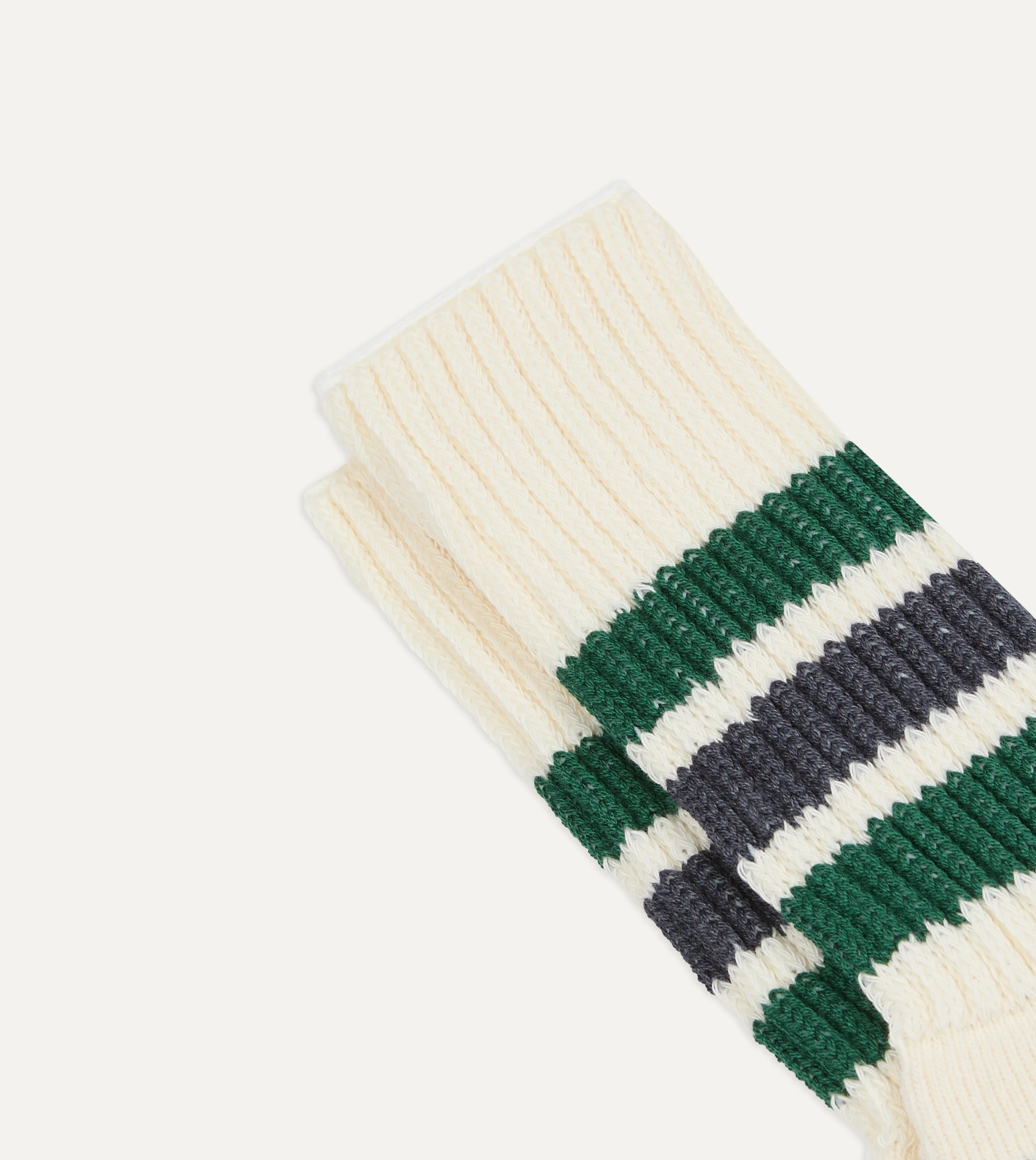 RoToTo Green and Grey Cotton Crew Socks - Image 3