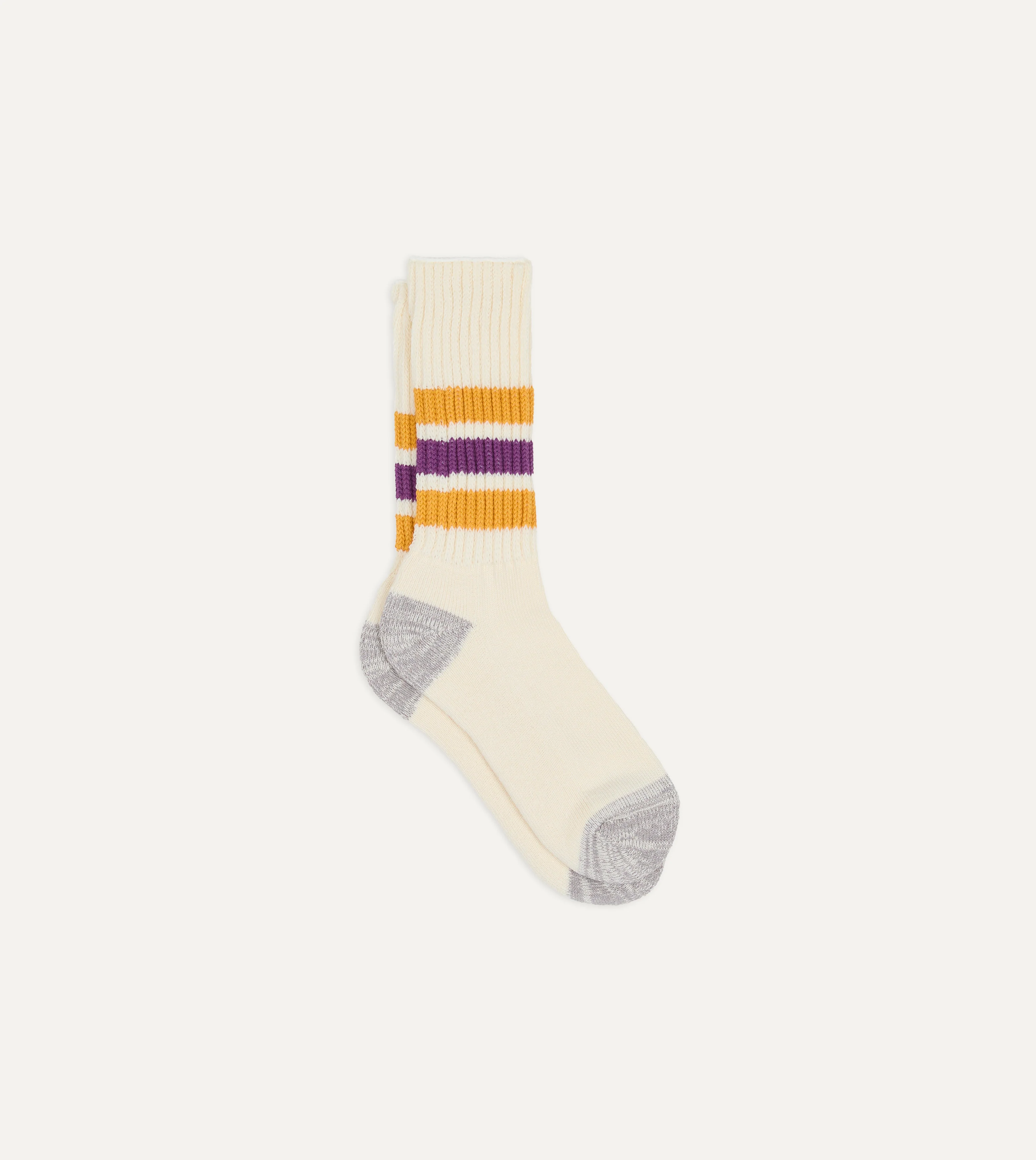 RoToTo Yellow and Purple Cotton Crew Socks