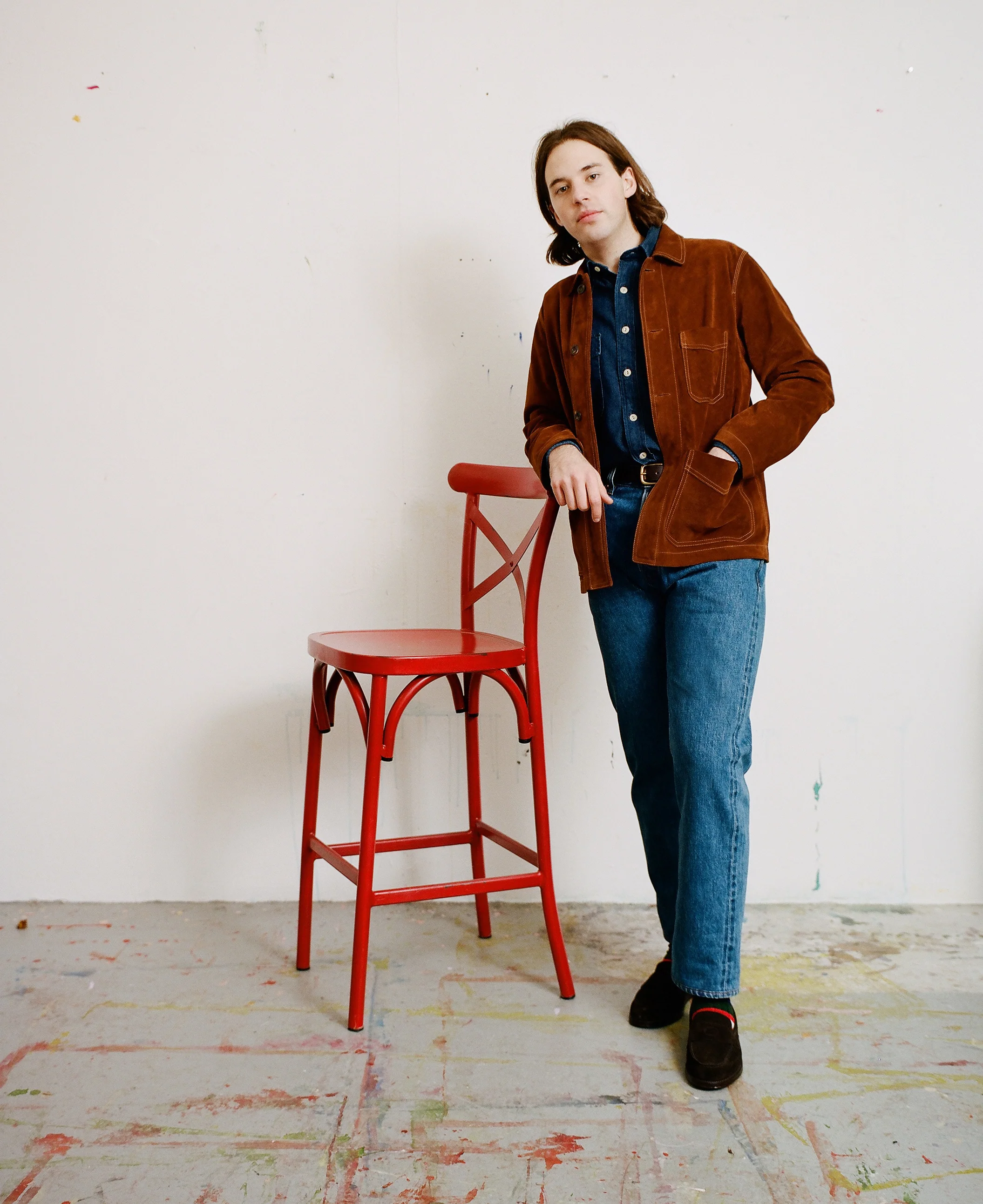 Rust Heavyweight Suede Five-Pocket Chore Jacket - Image 9