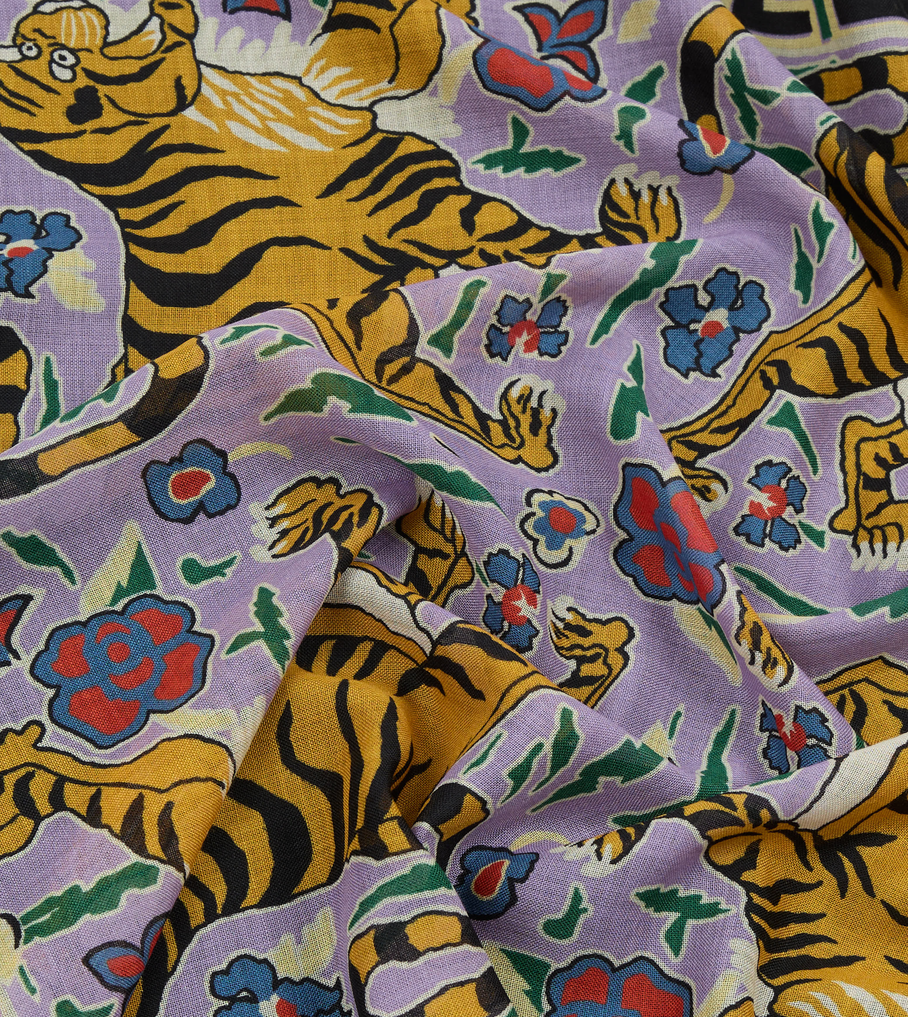 Shoyoroll by Drake's Tiger Print Wool-Silk Bandana - Image 2