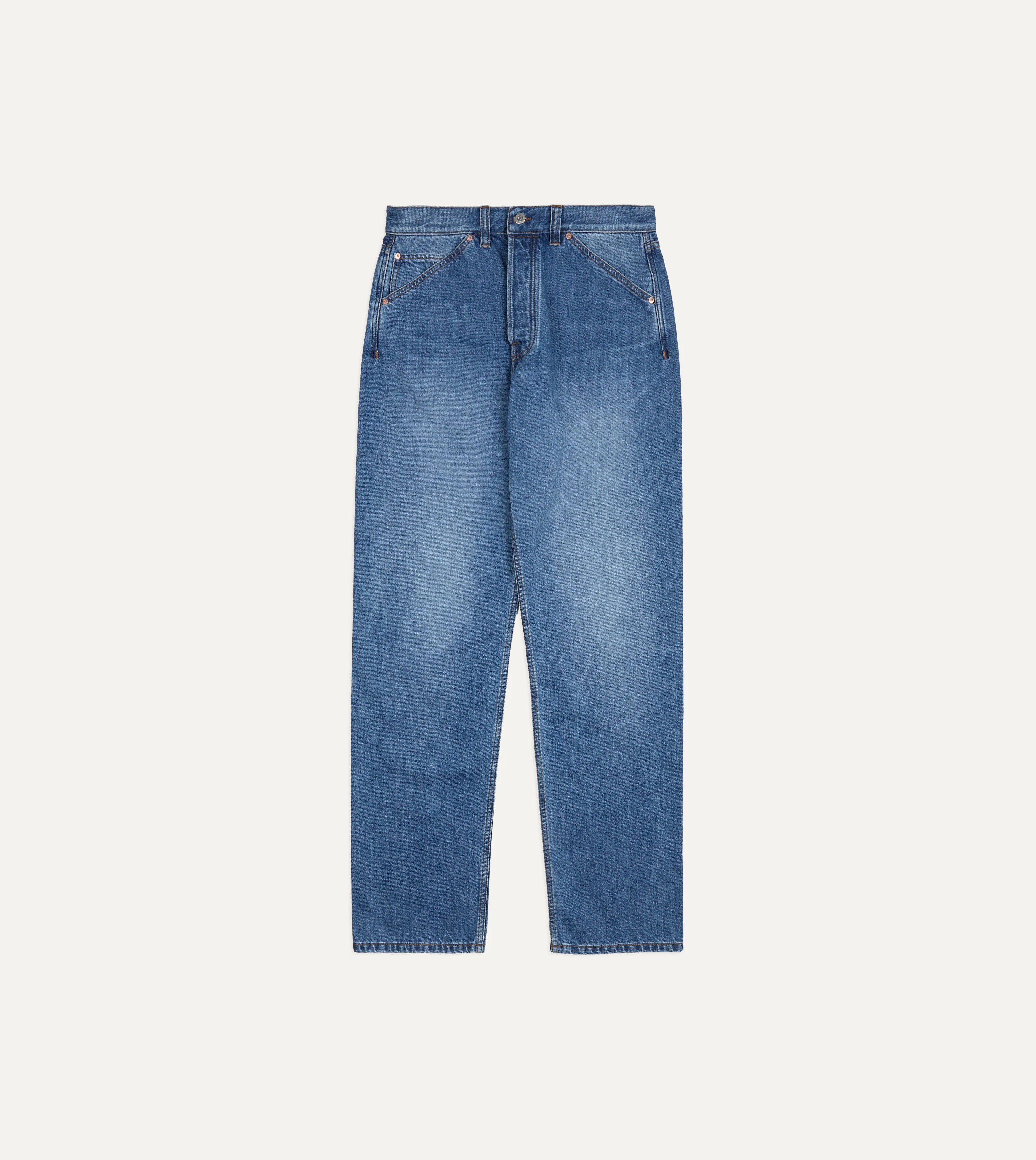 Stone Wash 13oz Seamless Denim Five-Pocket Jeans - Image 3