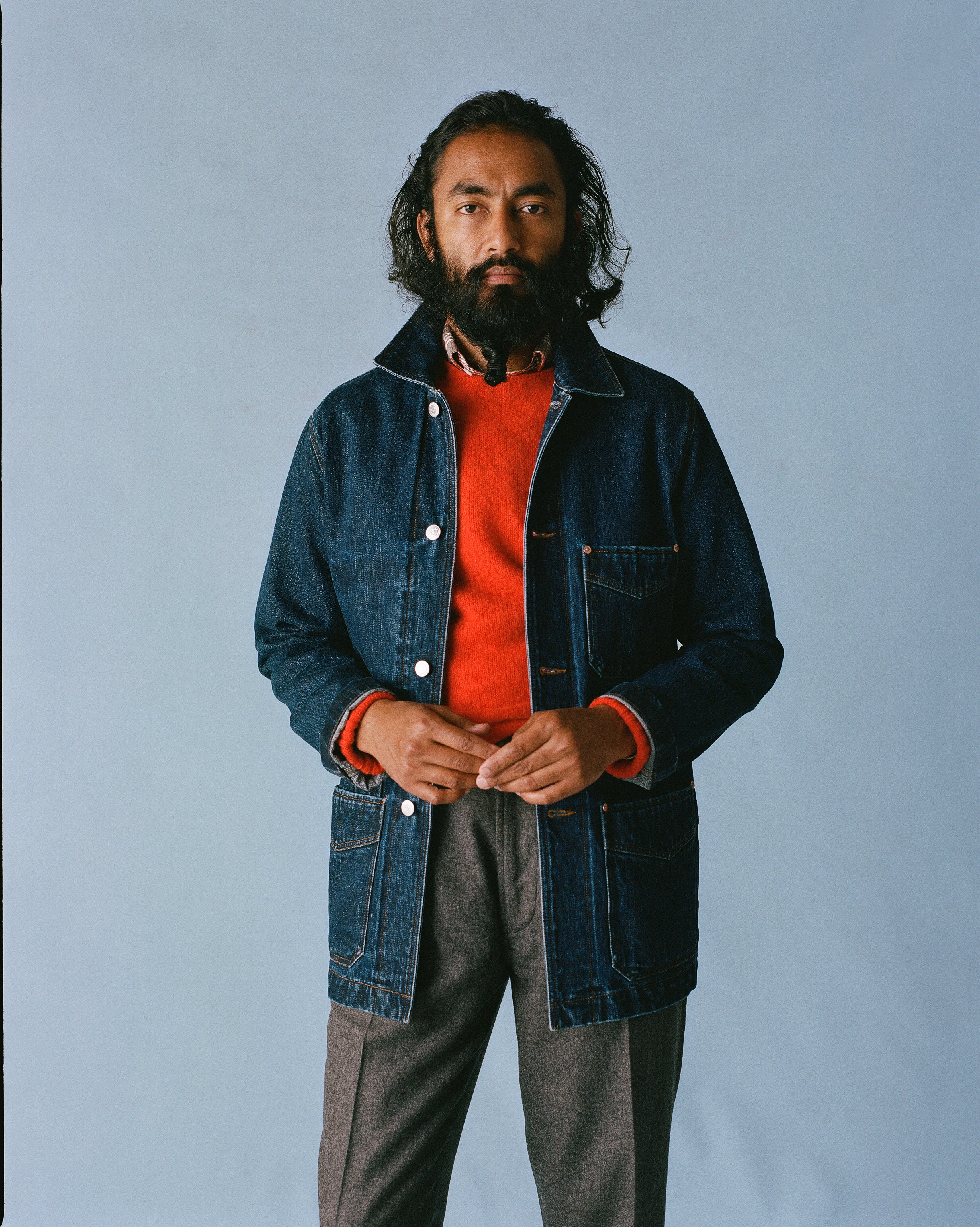 Stone Wash Selvedge Denim Five-Pocket Chore Jacket - Image 10