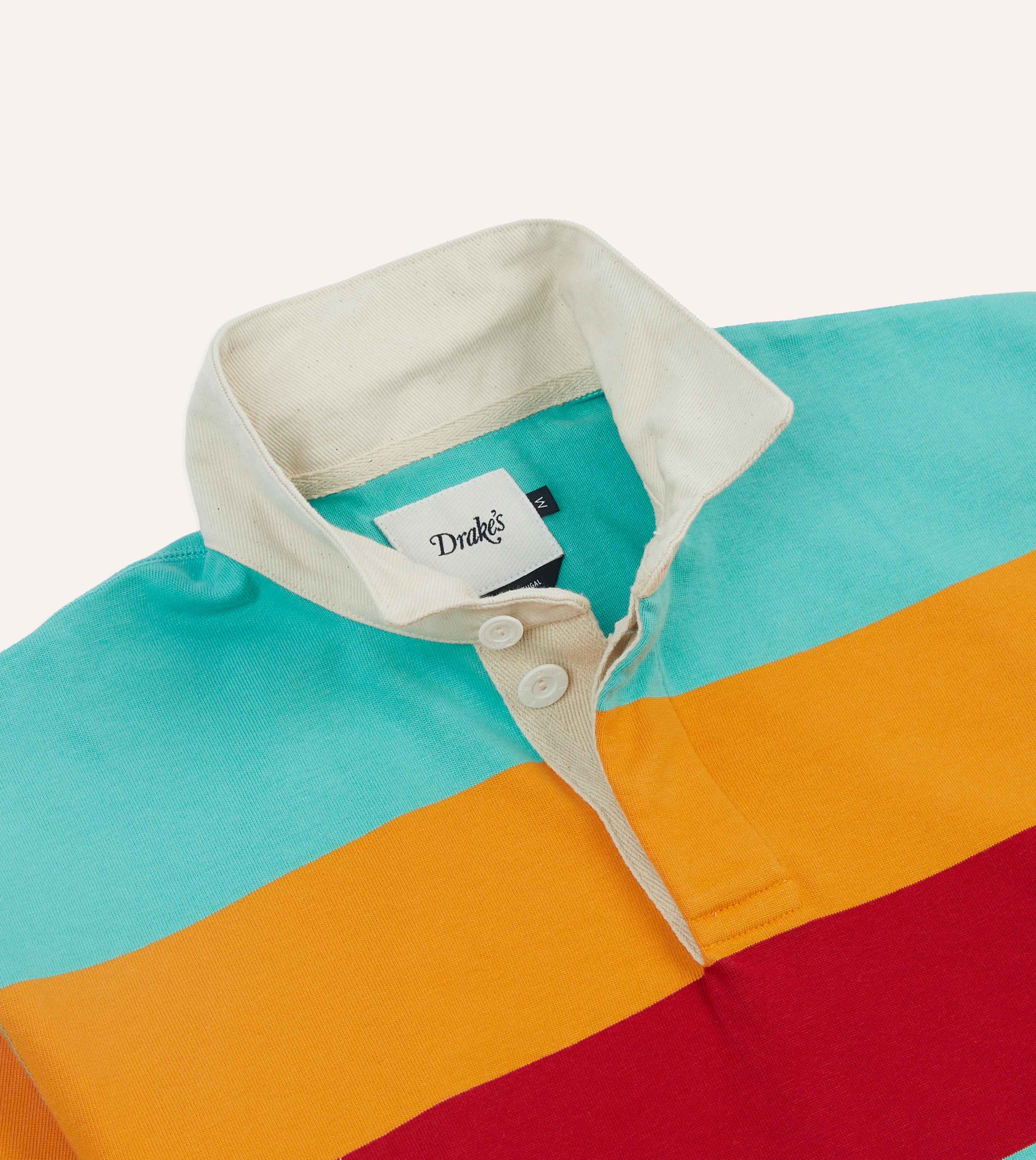 Turquoise, Yellow, Blue and Red Multi Stripe Cotton Rugby Shirt - Image 4