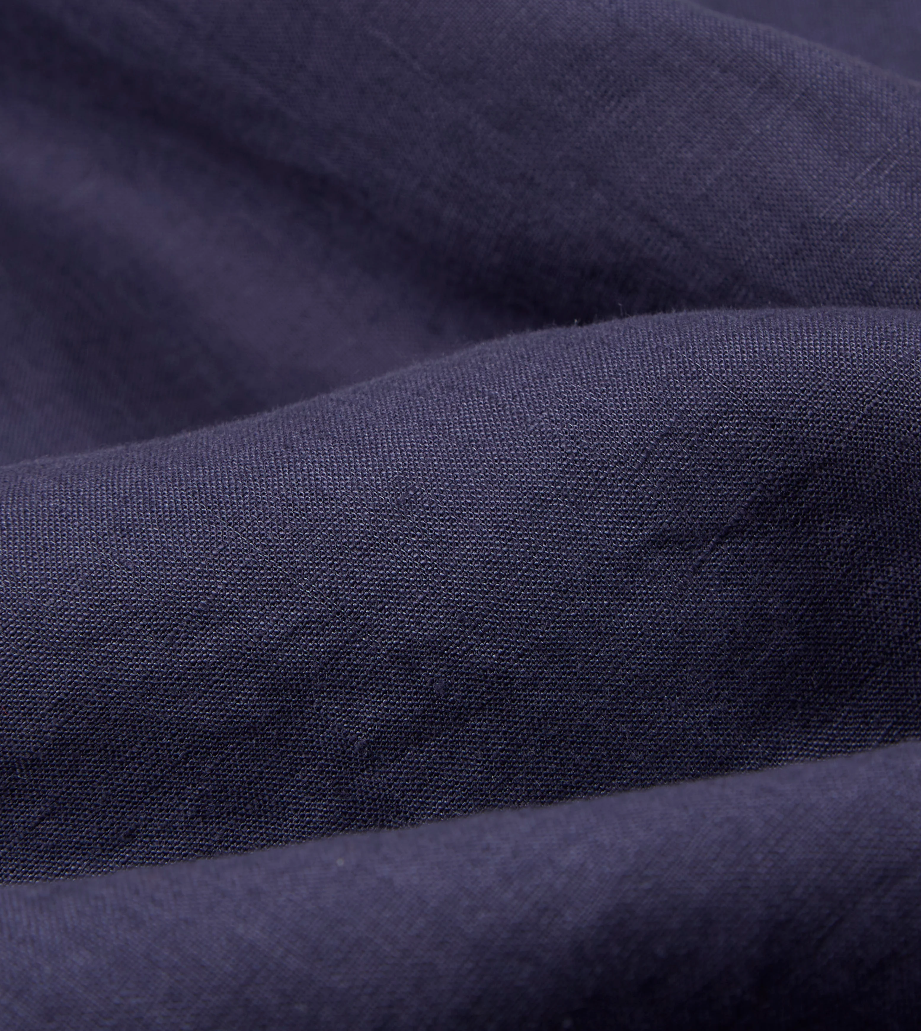 Washed Navy Linen Spread Collar Shirt - Image 2