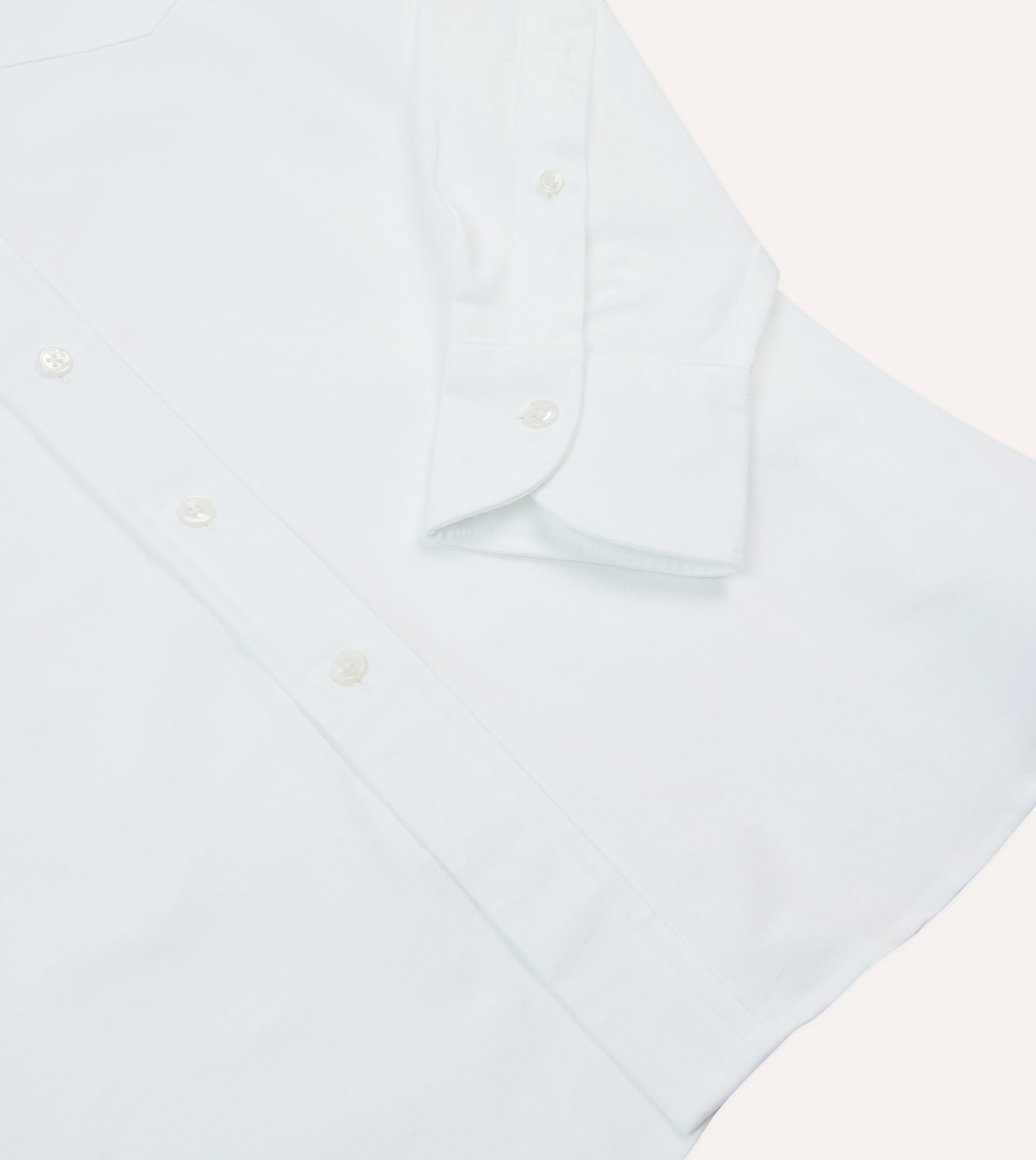 White Cotton Oxford Cloth Long Point Collar Shirt - Image 5