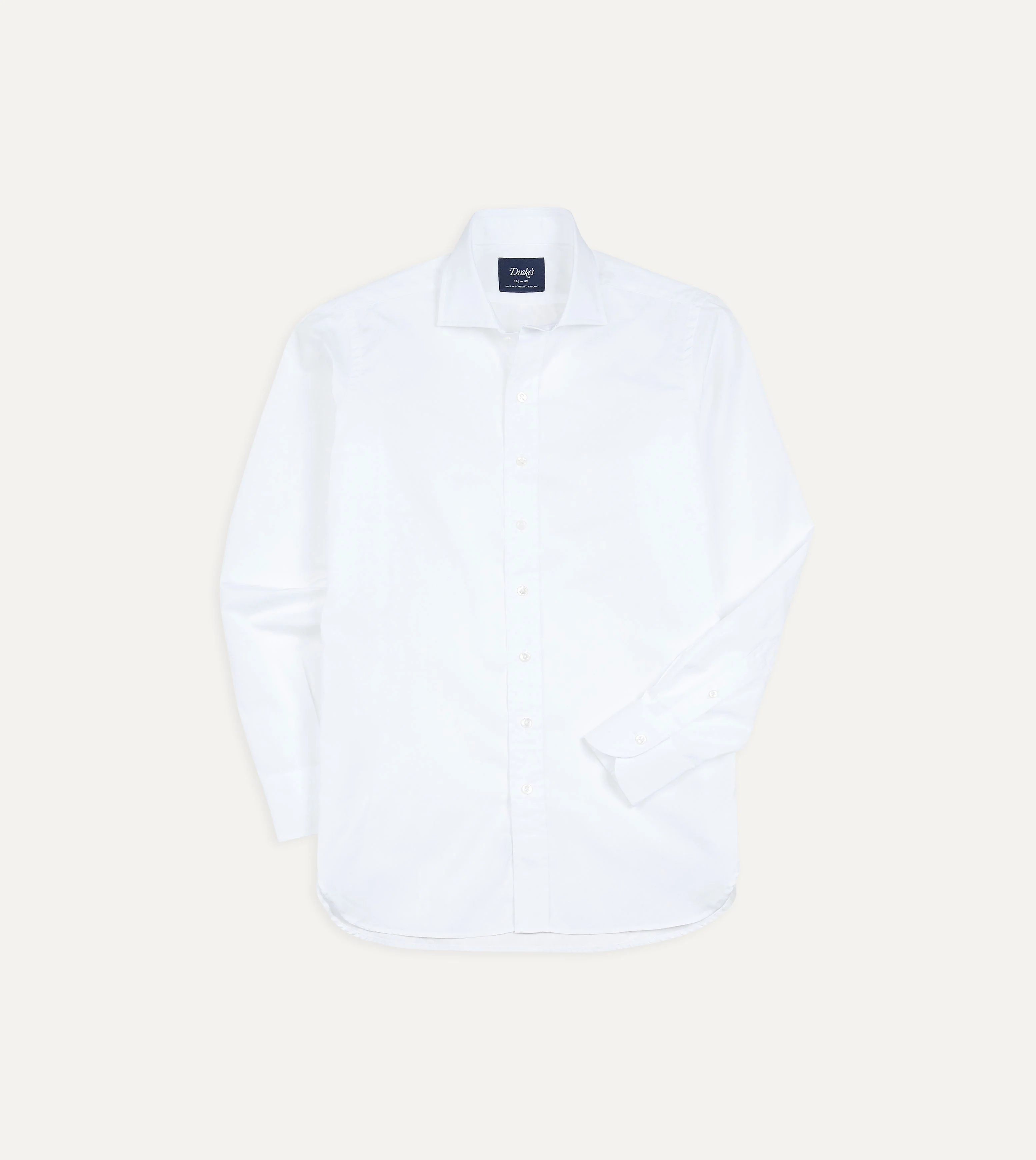 White Cotton Spread Collar Poplin Shirt