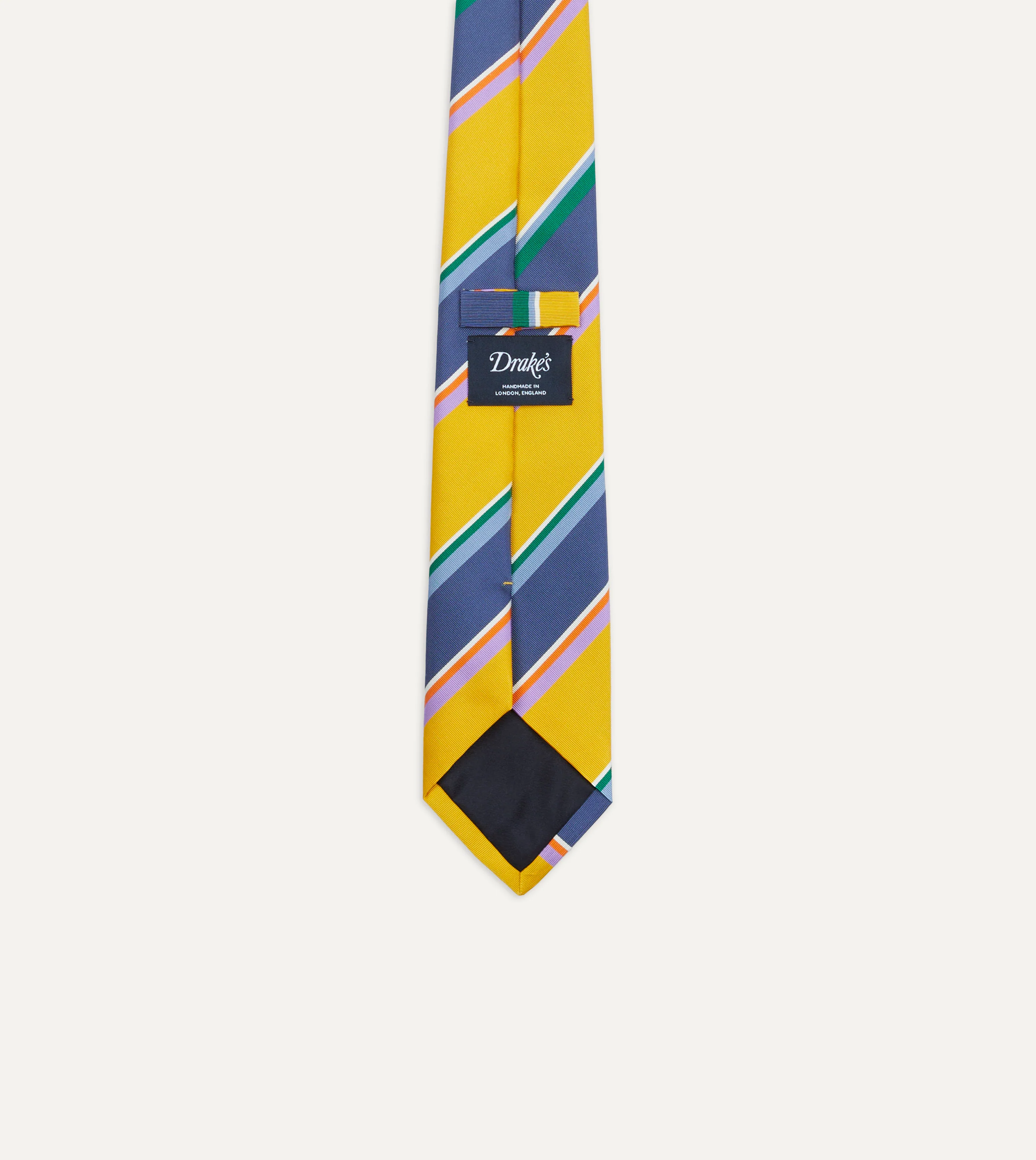 Yellow Multi Stripe Silk Tipped Tie - Image 3