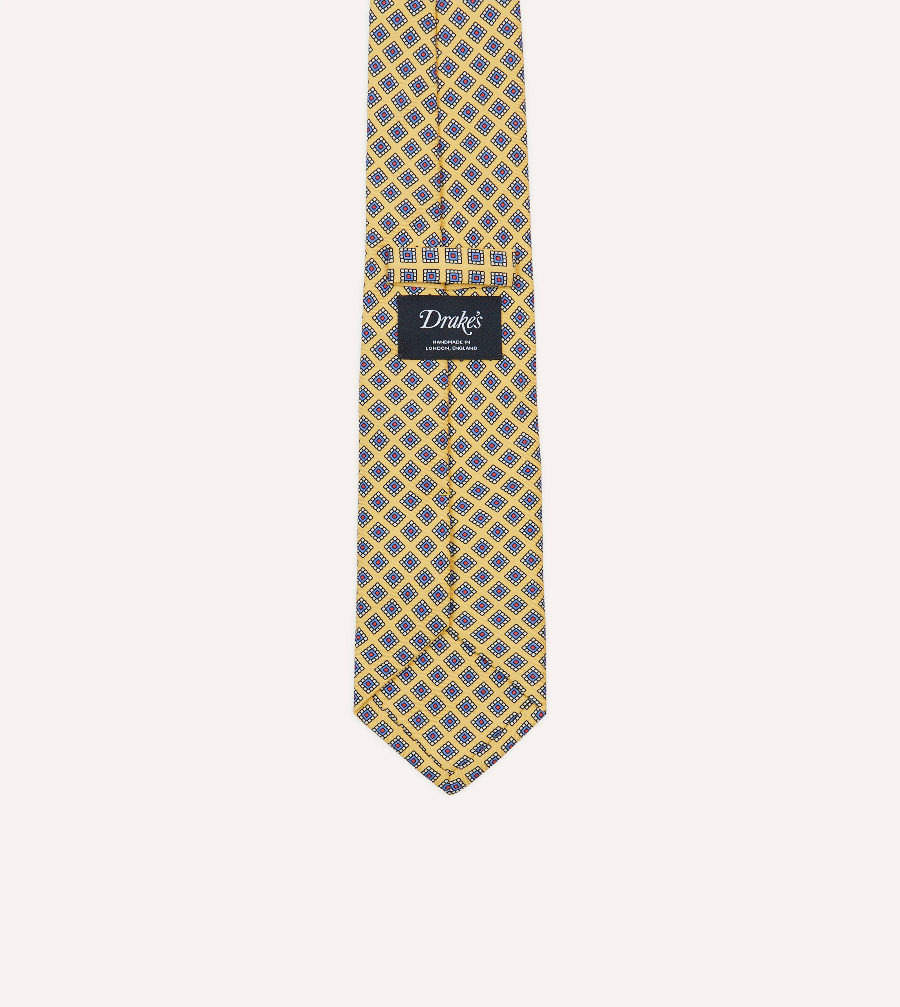 Yellow Square Medallion Self-Tipped Silk Tie - Image 4